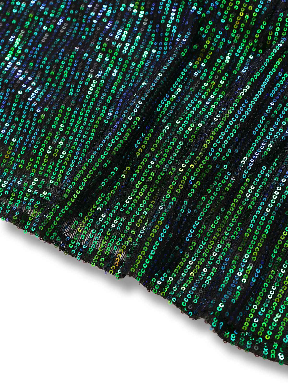 Robe verte en tulle à sequins décolleté col en V profond années 1930 - Image 7