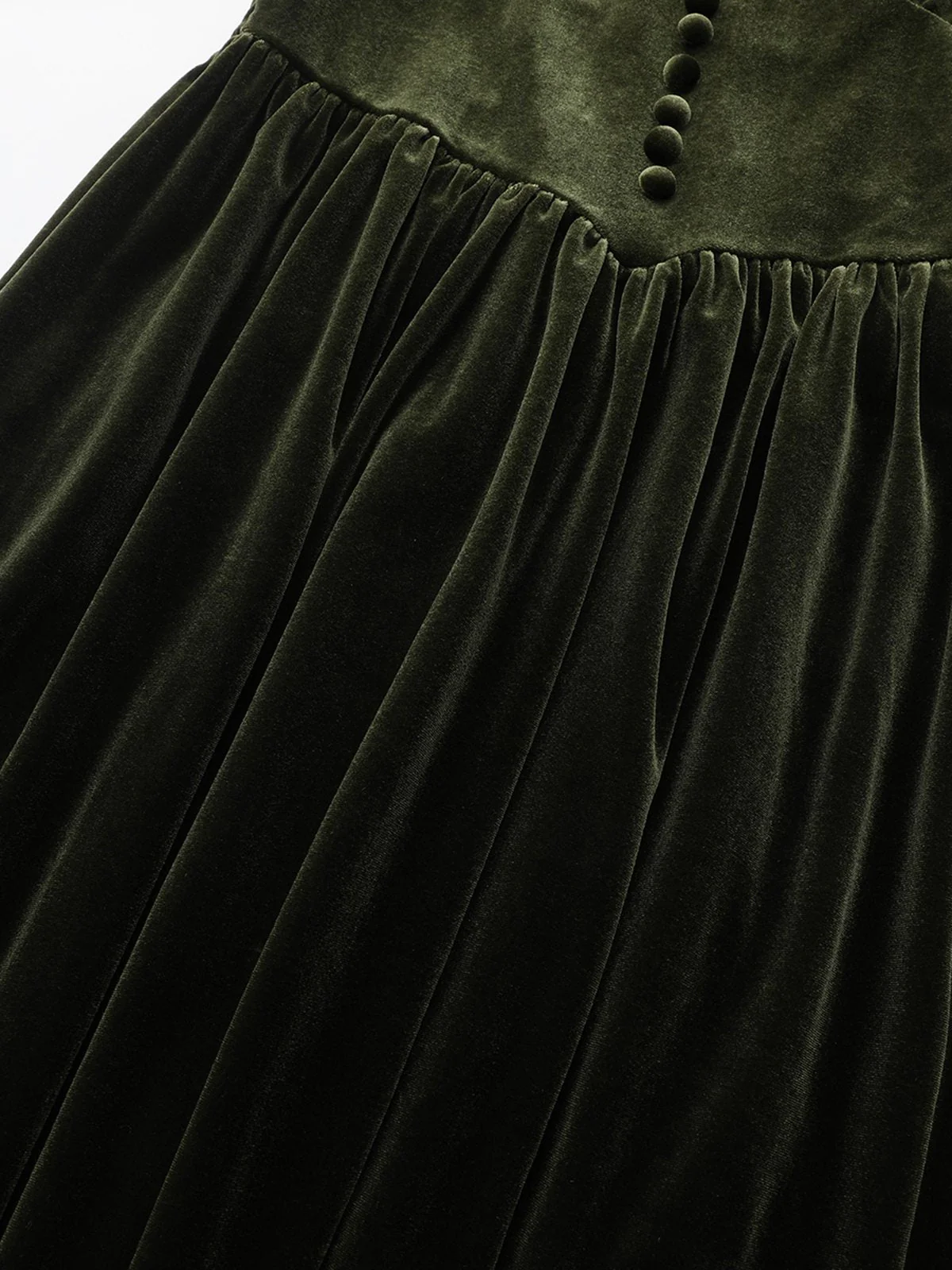 Robe verte en velours manches bouffantes col en V profond et froncées des années 1940 - Image 19
