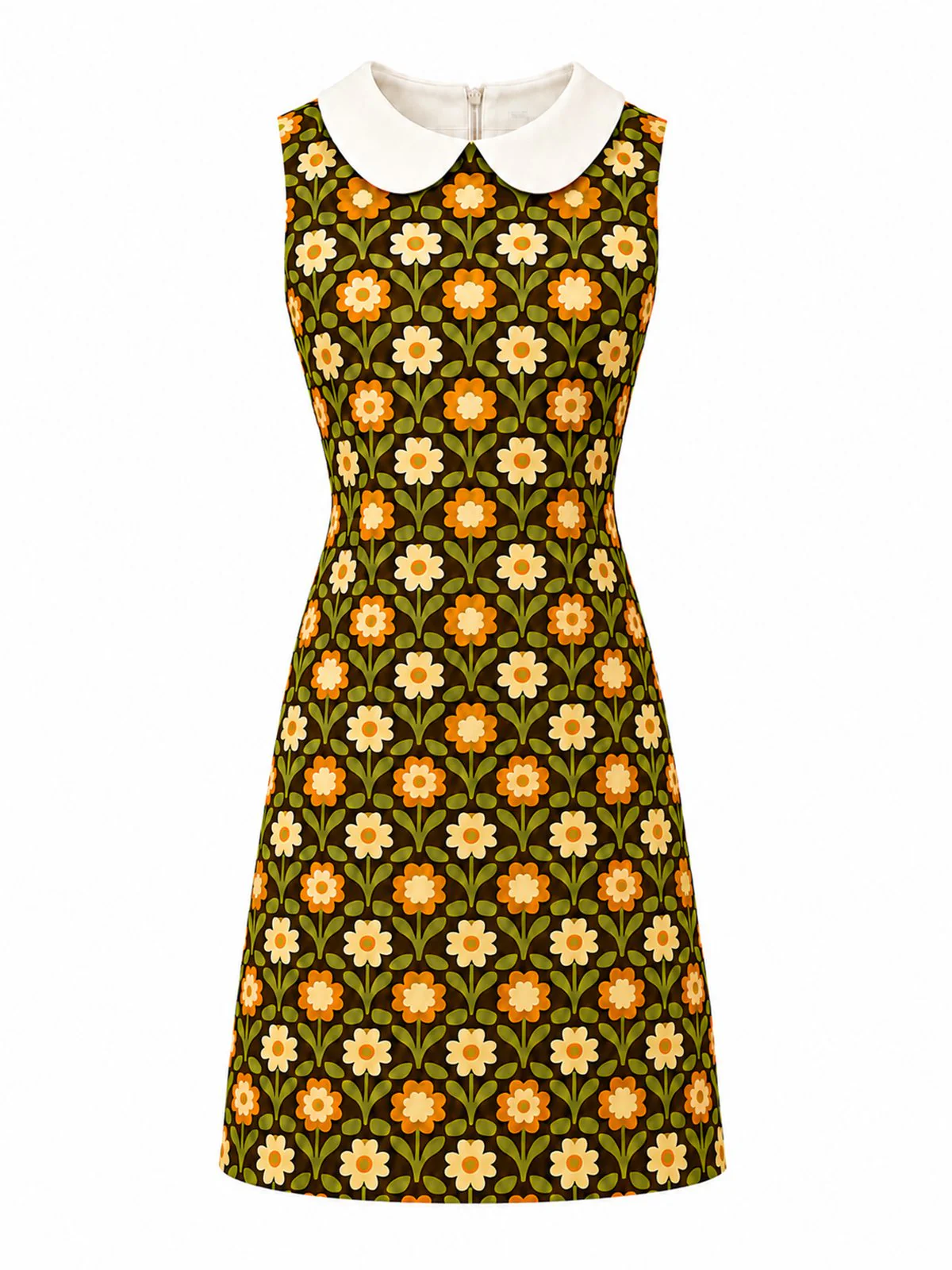 Robe orange col claudine marguerite des années 1960 - Image 4