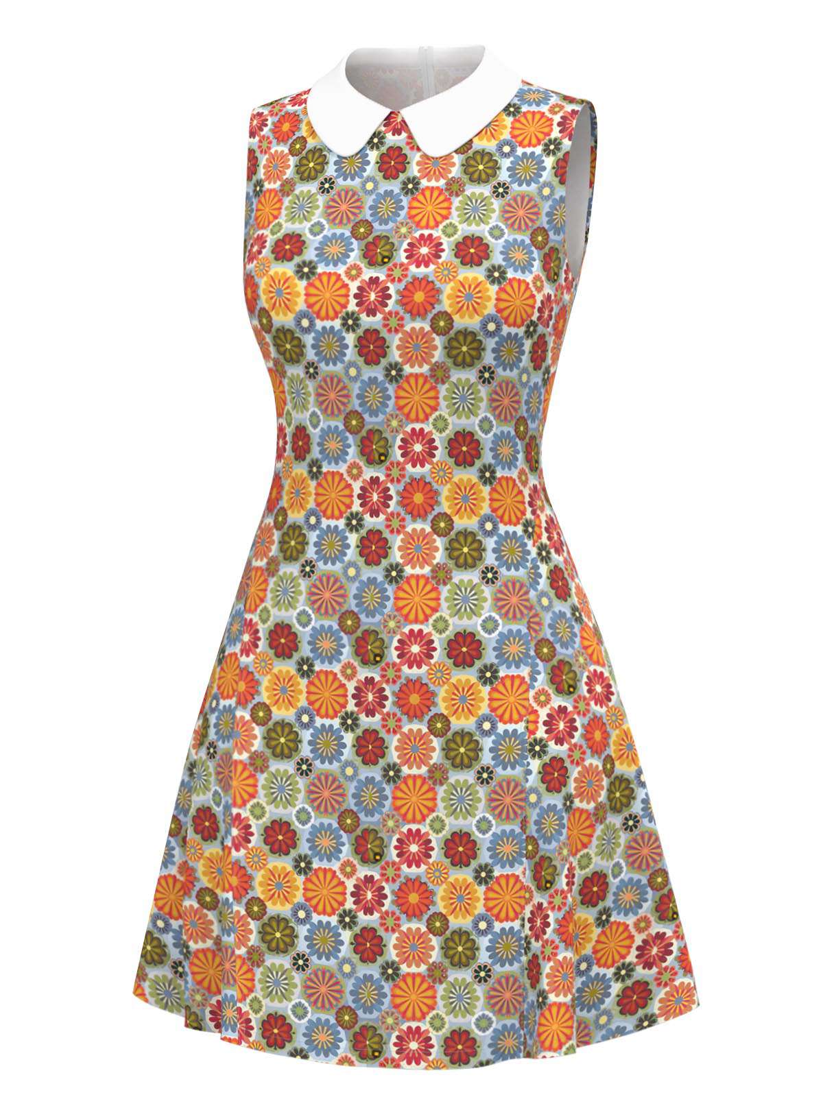 Robe orange col claudine marguerite des années 1960 - Image 2