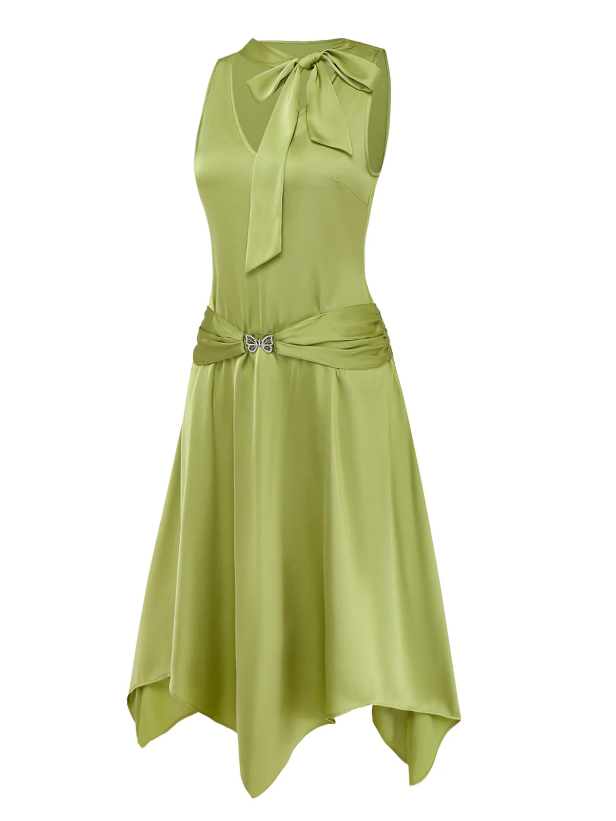 Robe chartreuse ourlet mouchoir scintillant 1920s - Image 5