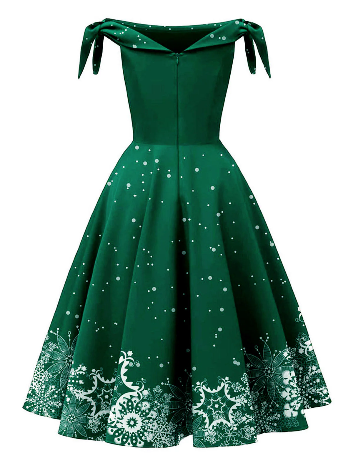 Robe verte à épaules dénudées en forme de flocon de Noël des années 1950 - Image 3