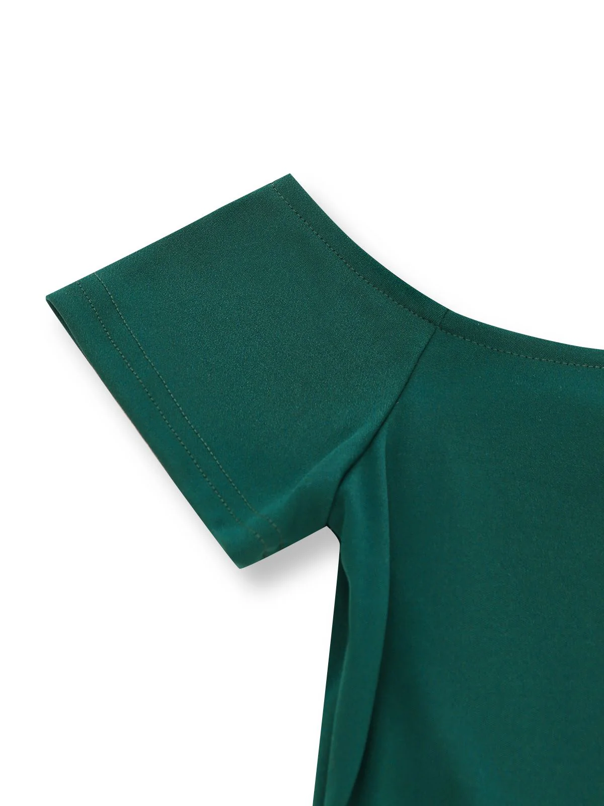 Robe verte plissée dégradée épaules dénudées 1940s - Image 4