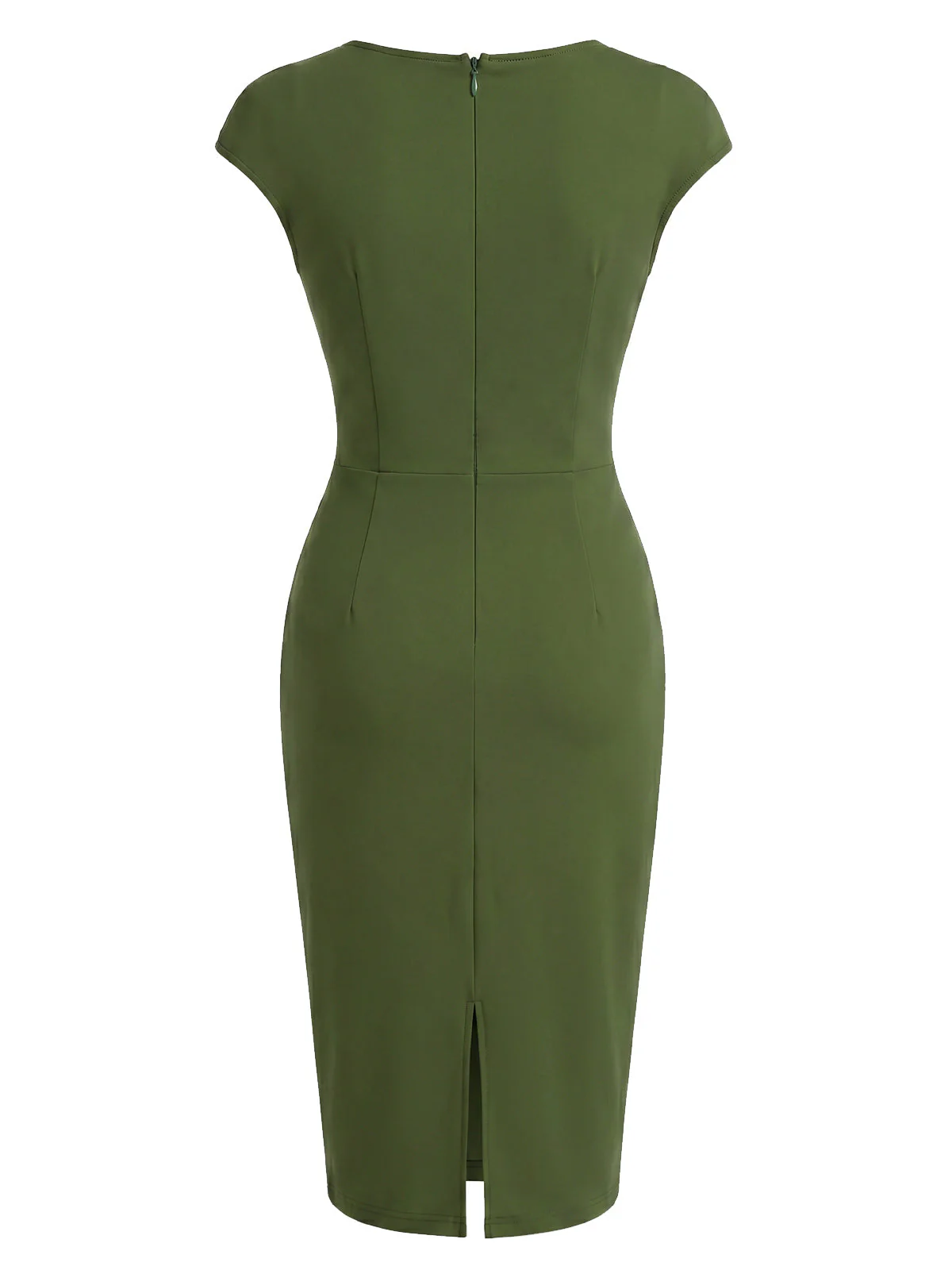 [Prévente] Robe verte unie encolure cœur et boutonnée années 60 - Image 4