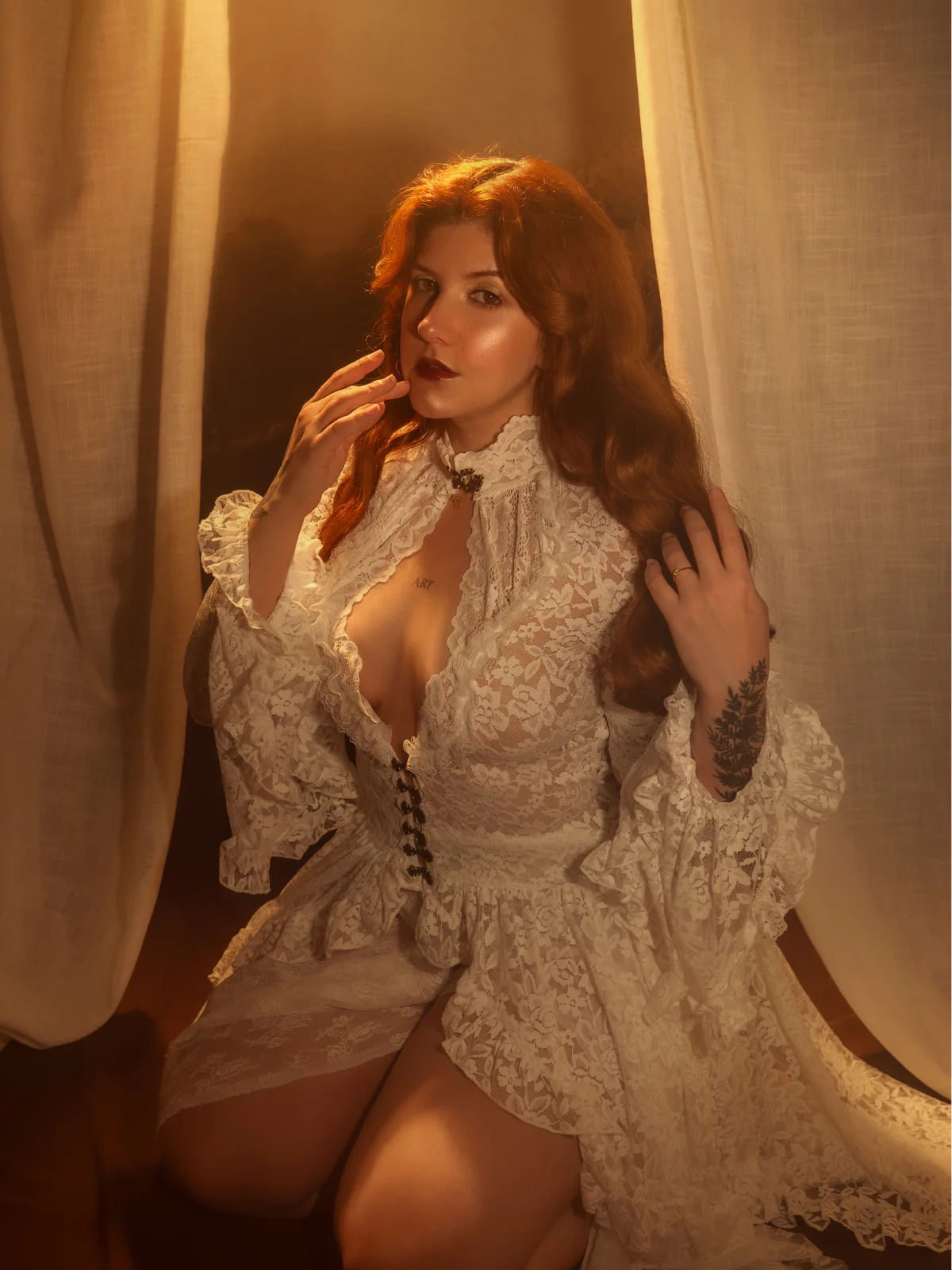 Robe victorienne blanche en dentelle à manches gigot des années 1980 - Image 2