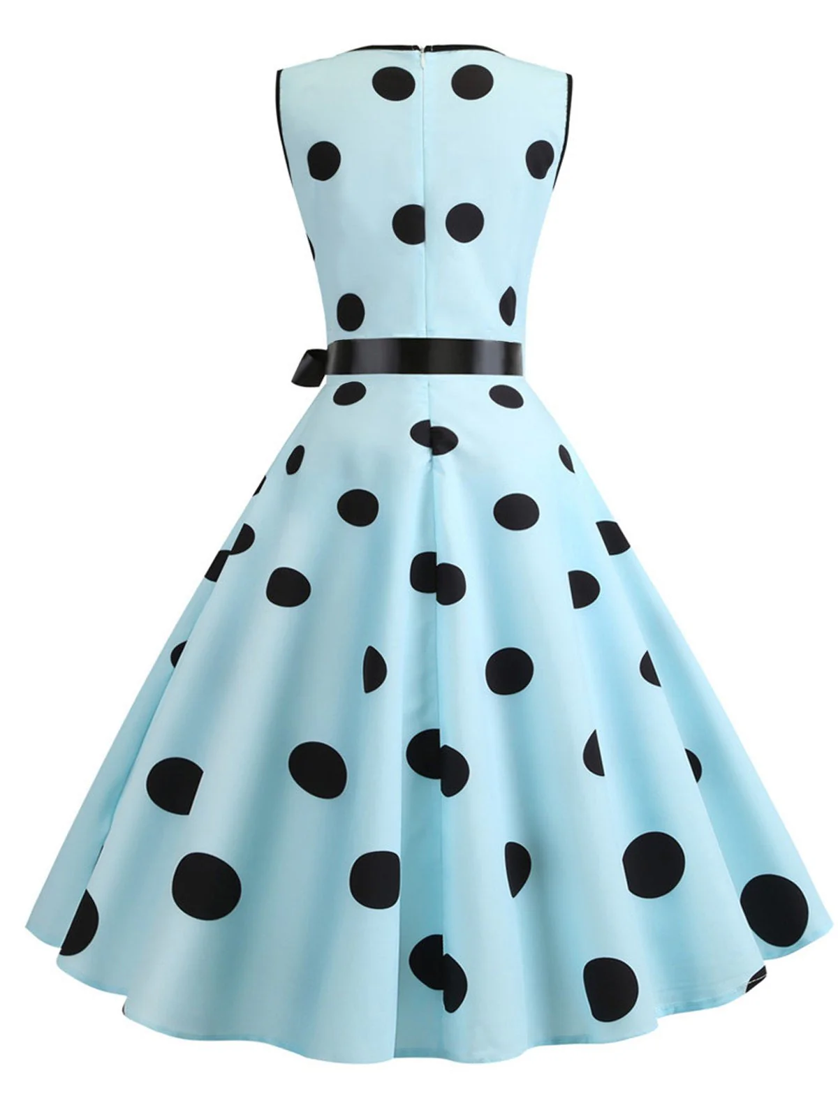 Robe Vintage à Col V Année 50 Bretelles À Pois Ceinture et ensemble d'accessoires - Image 5