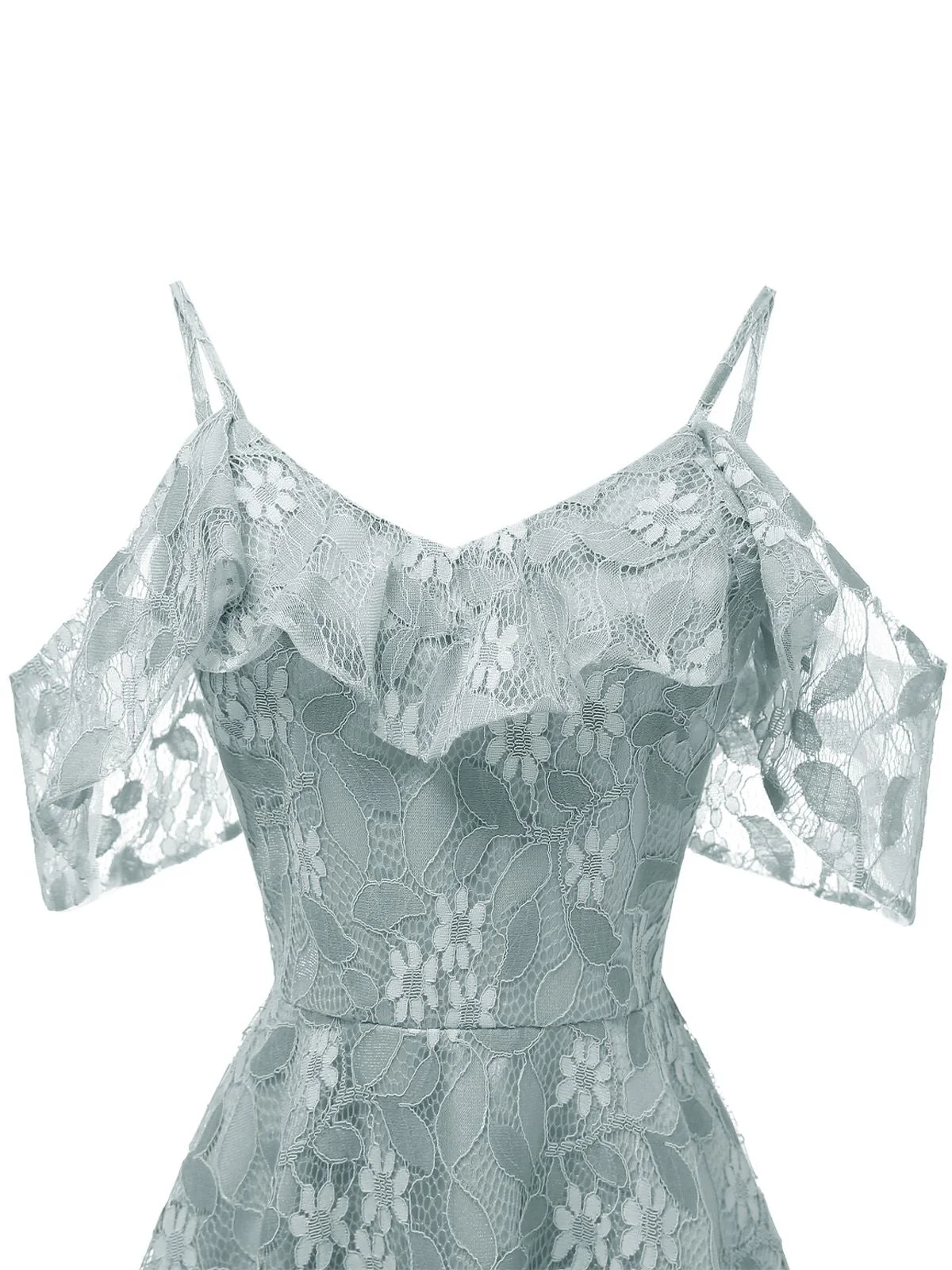 Robe Vintage Année 50 à Volants Dos Nu en Dentelle Soirée Cocktail - Image 10