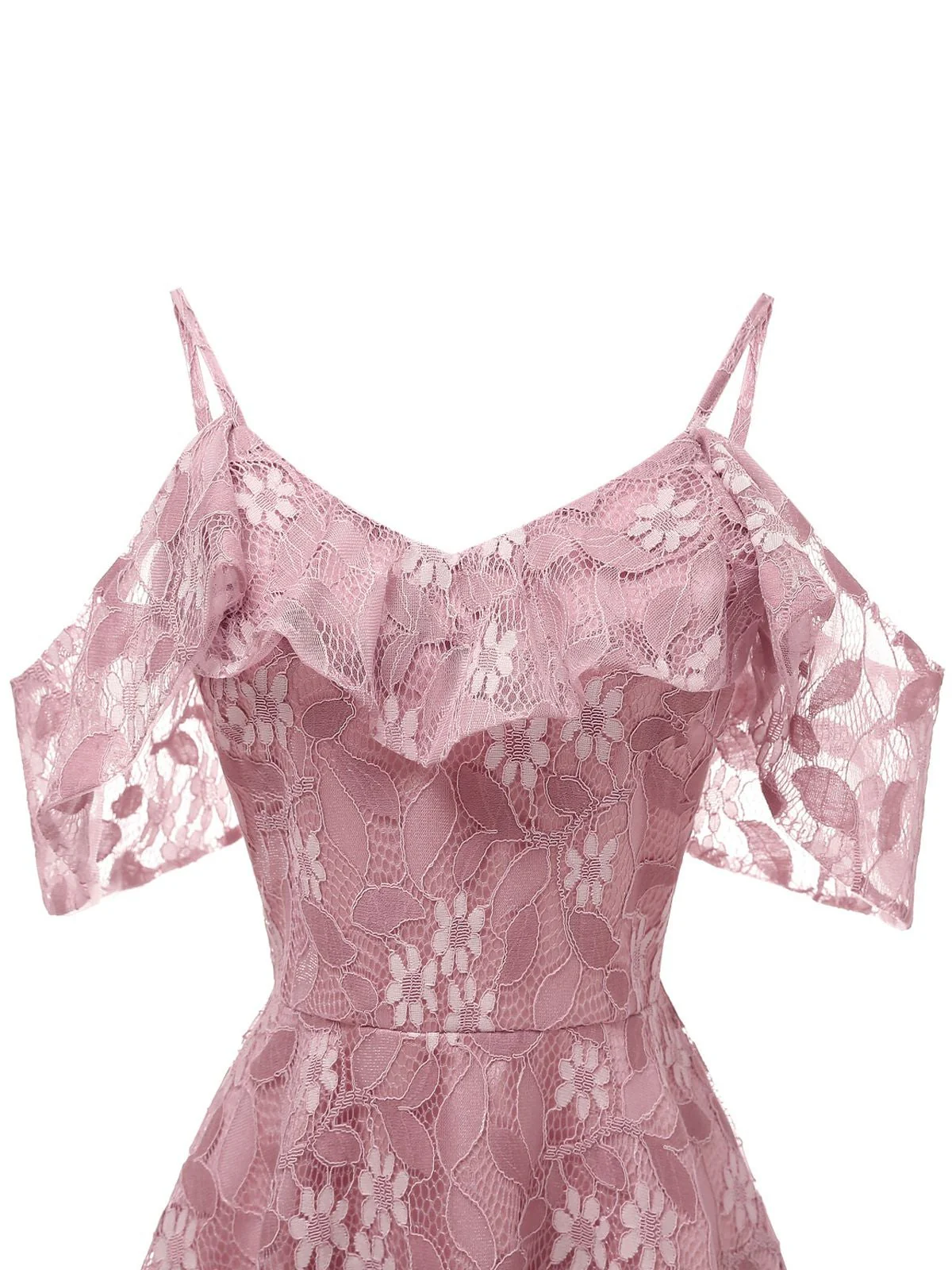 Robe Vintage Année 50 à Volants Dos Nu en Dentelle Soirée Cocktail - Image 14