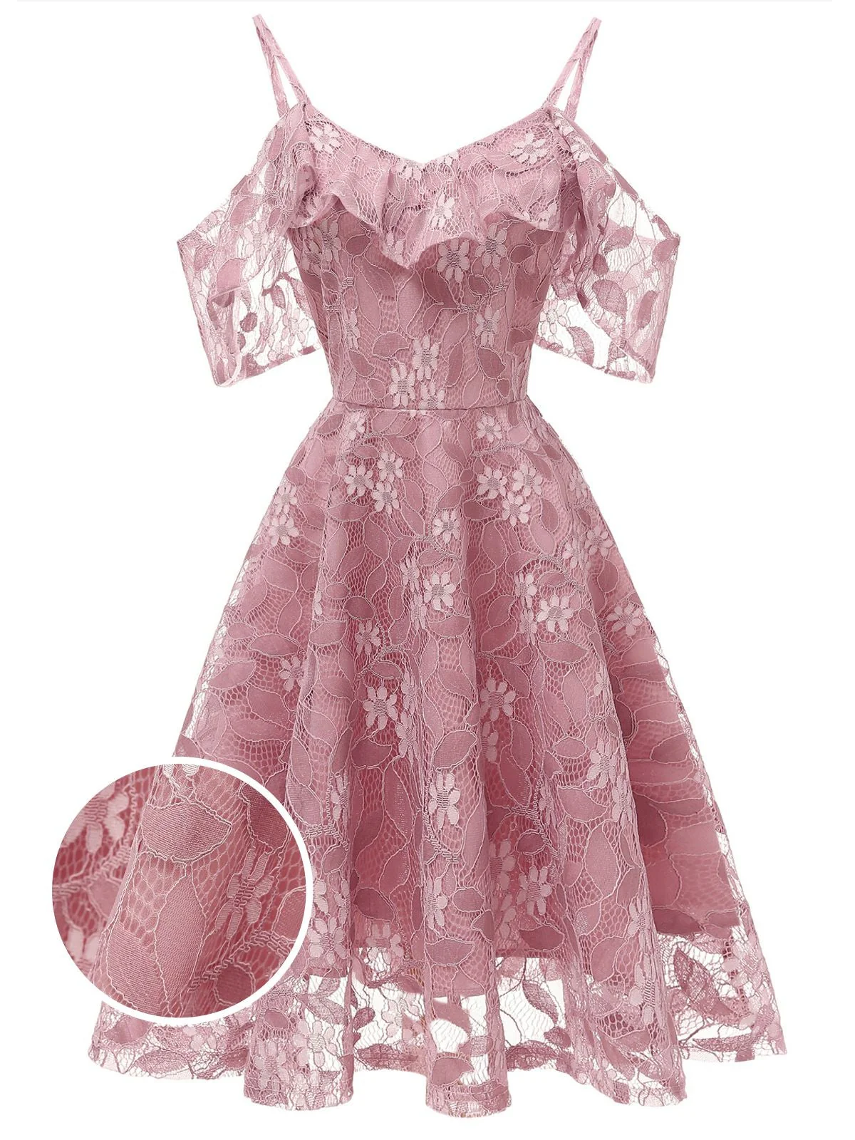 Robe Vintage Année 50 à Volants Dos Nu en Dentelle Soirée Cocktail - Image 7
