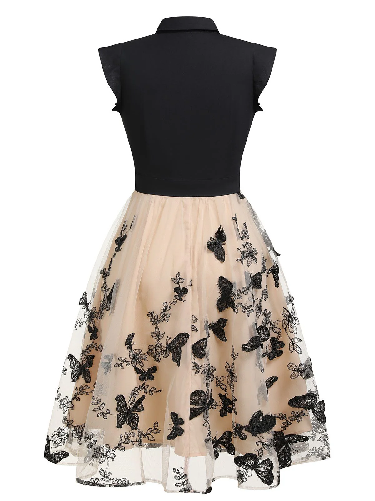 Robe vintage patchwork papillon noire des années 1950 Cocktail - Image 8
