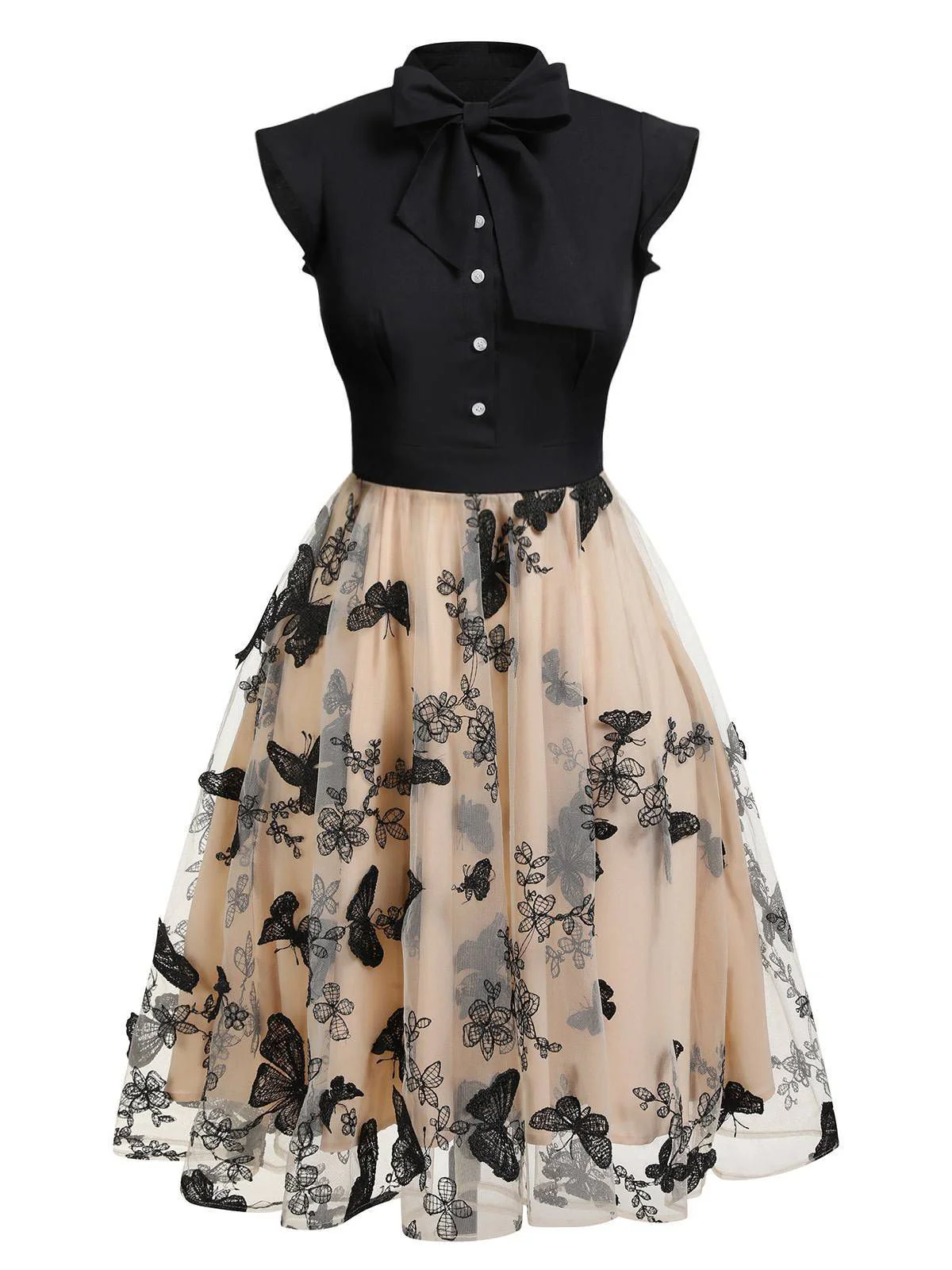 Robe vintage verte à patchwork floral années 1950 - Image 2