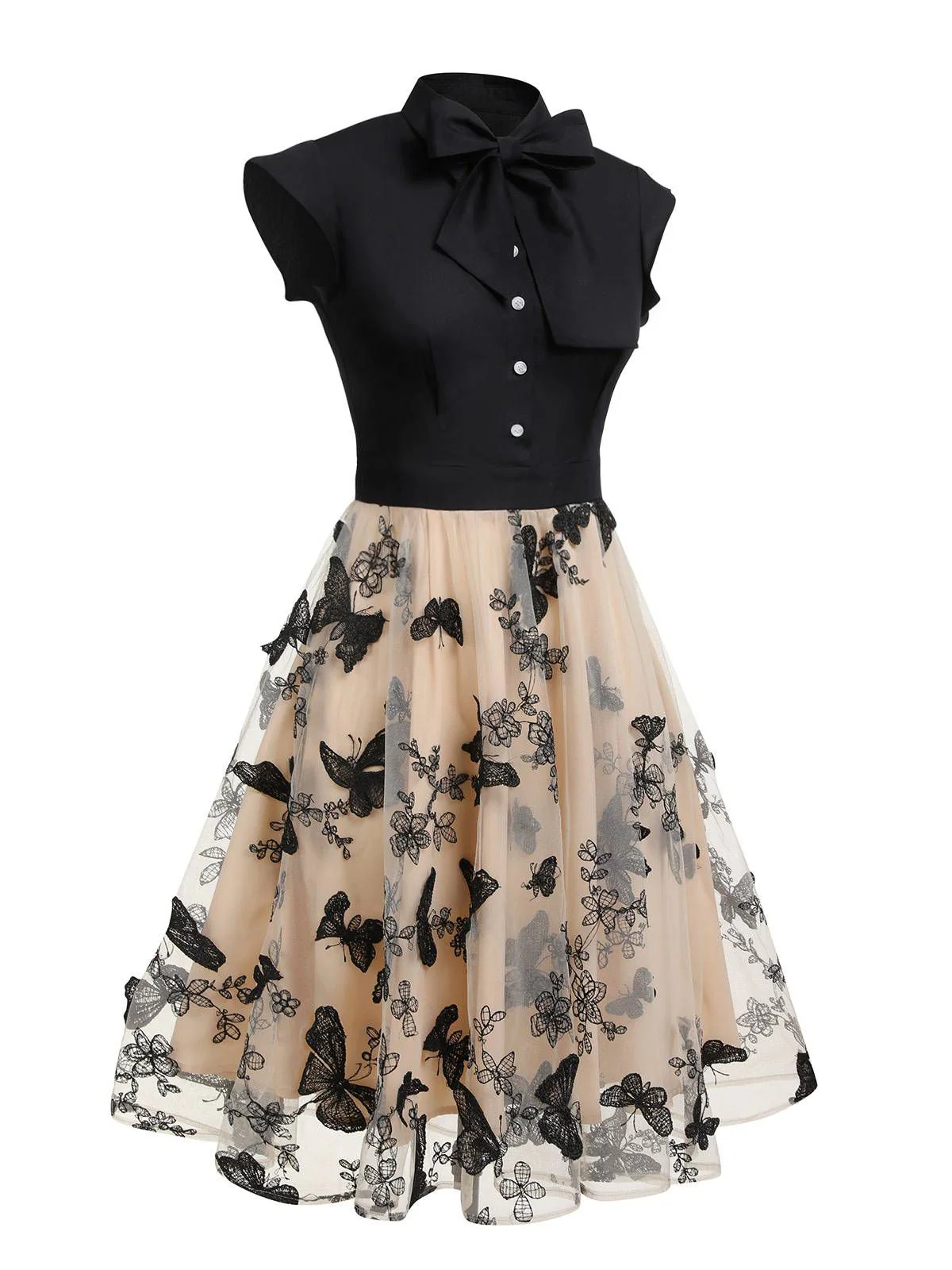 Robe vintage verte à patchwork floral années 1950 - Image 5