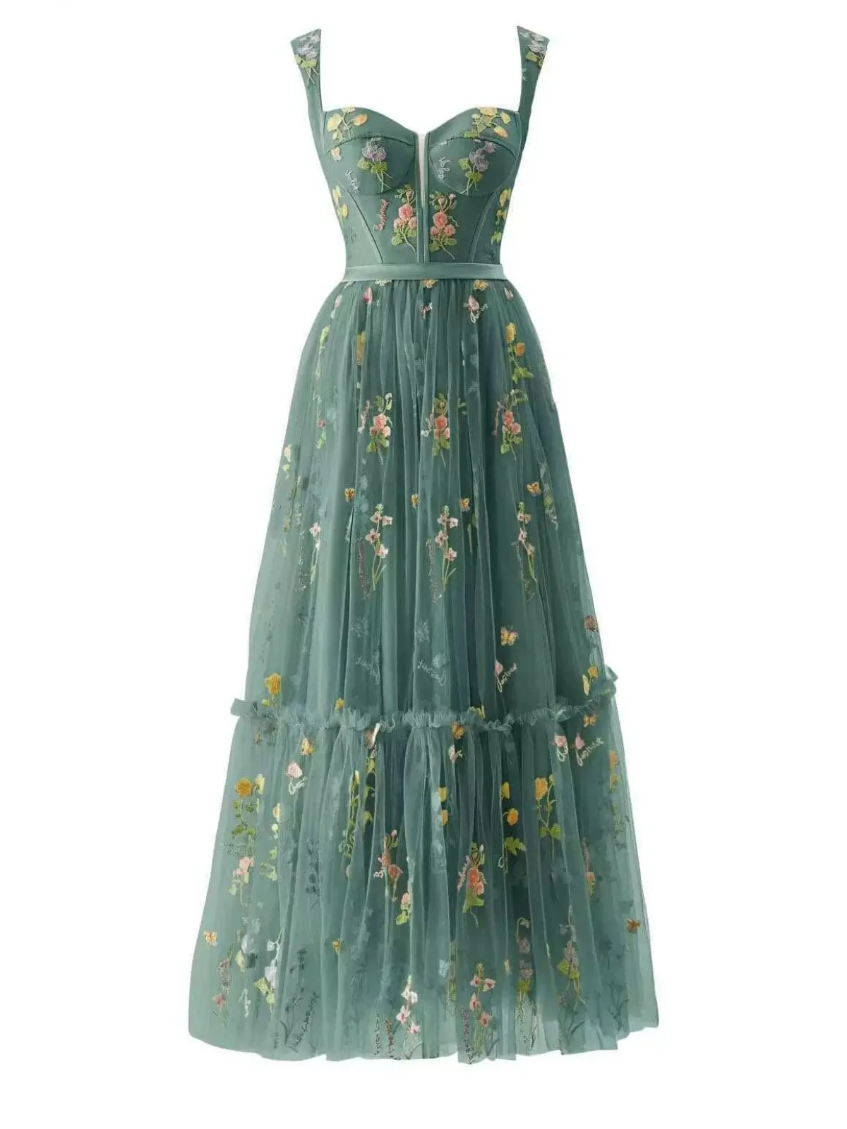 Robe maille florale lacets noire 1930s - Image 7
