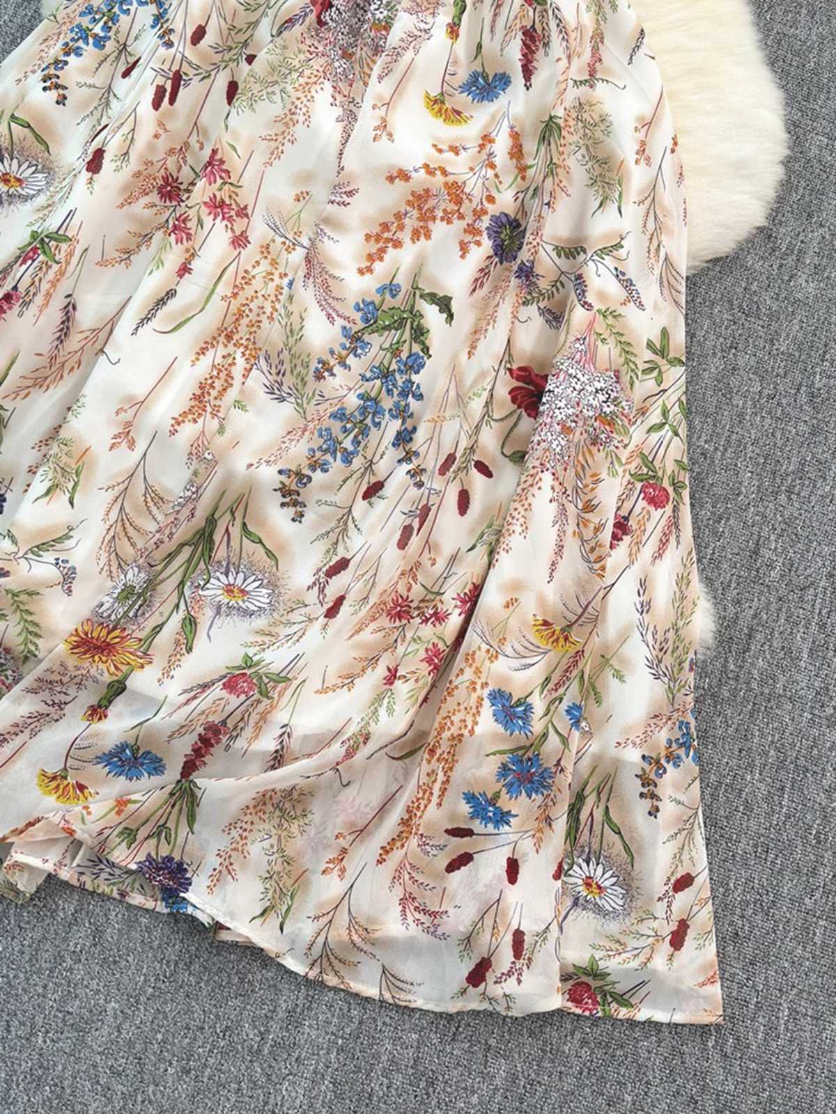 Robe Violet Slip Bohème Col V Fleurs Aquarelle Années 30 - Image 15