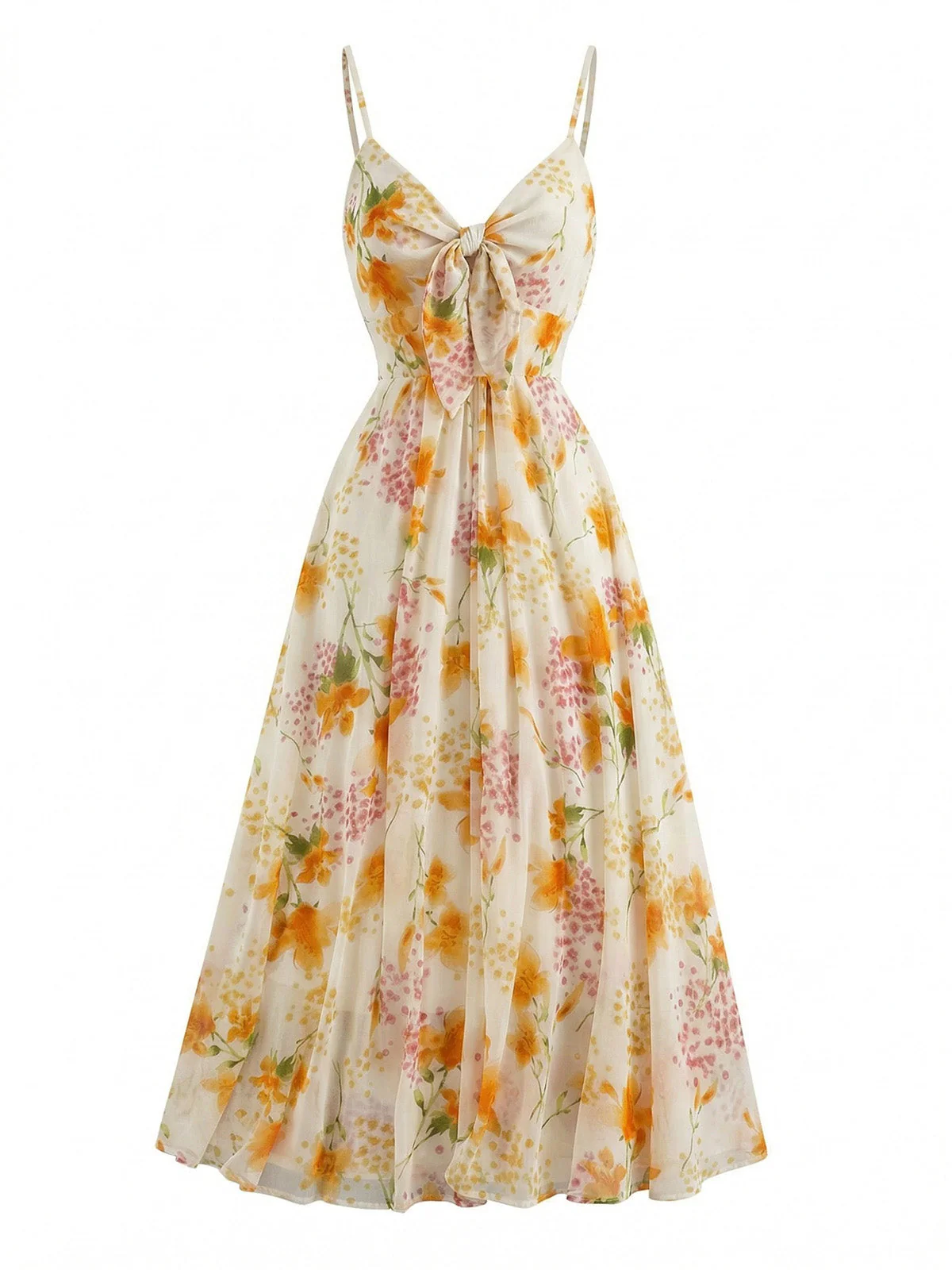 Robe Violet Slip Bohème Col V Fleurs Aquarelle Années 30 - Image 16