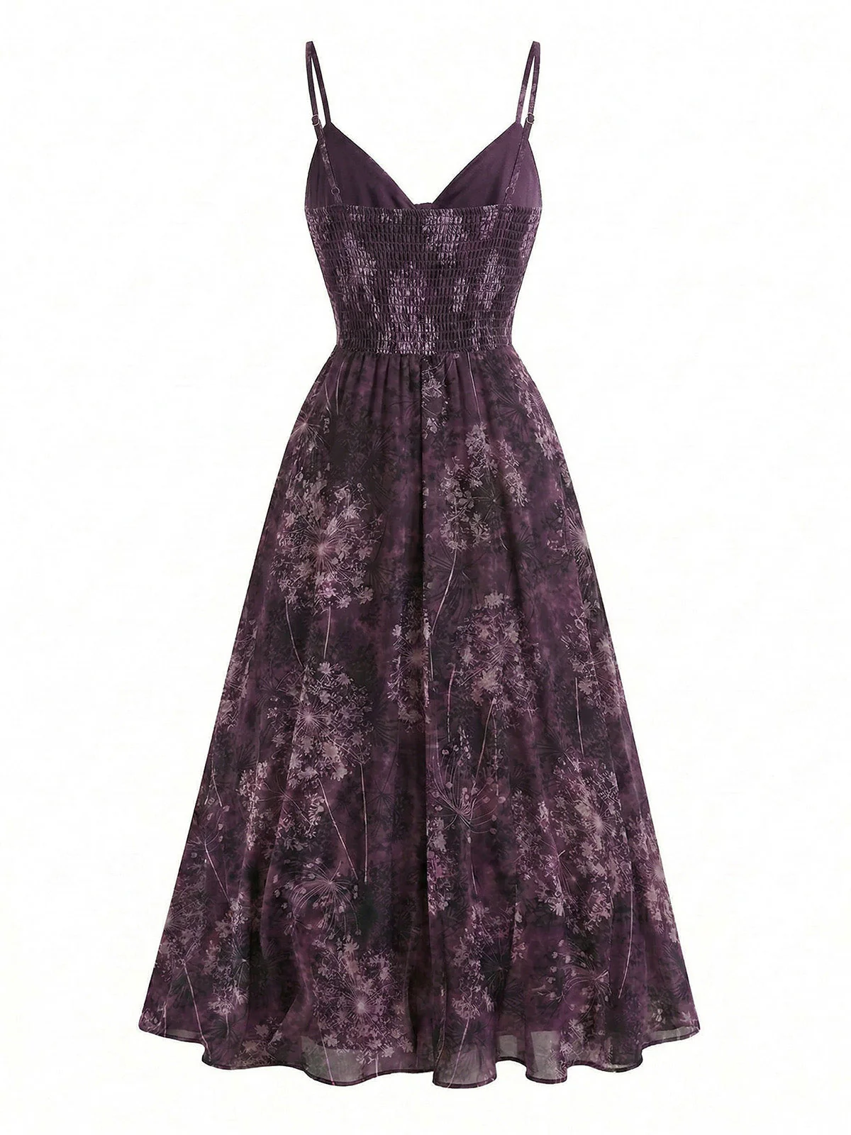Robe Violet Slip Bohème Col V Fleurs Aquarelle Années 30 - Image 5