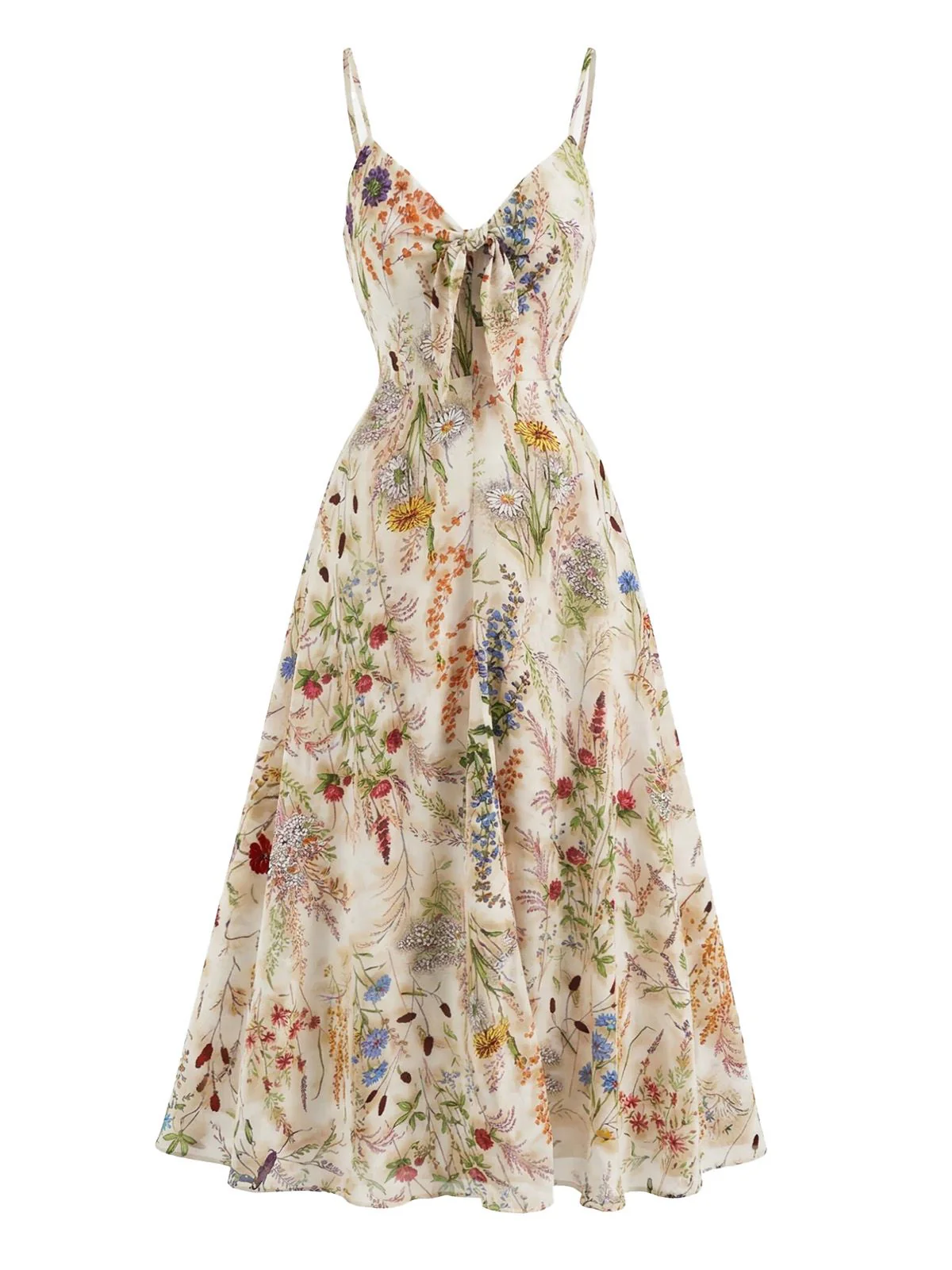Robe Violet Slip Bohème Col V Fleurs Aquarelle Années 30 - Image 7