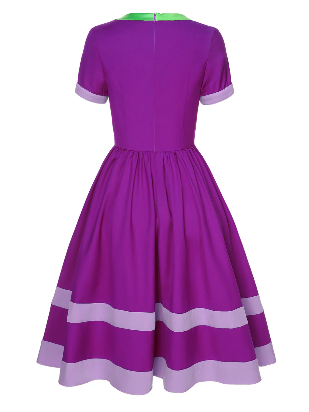 Robe violette unie à col noué des années 1950 - Image 4
