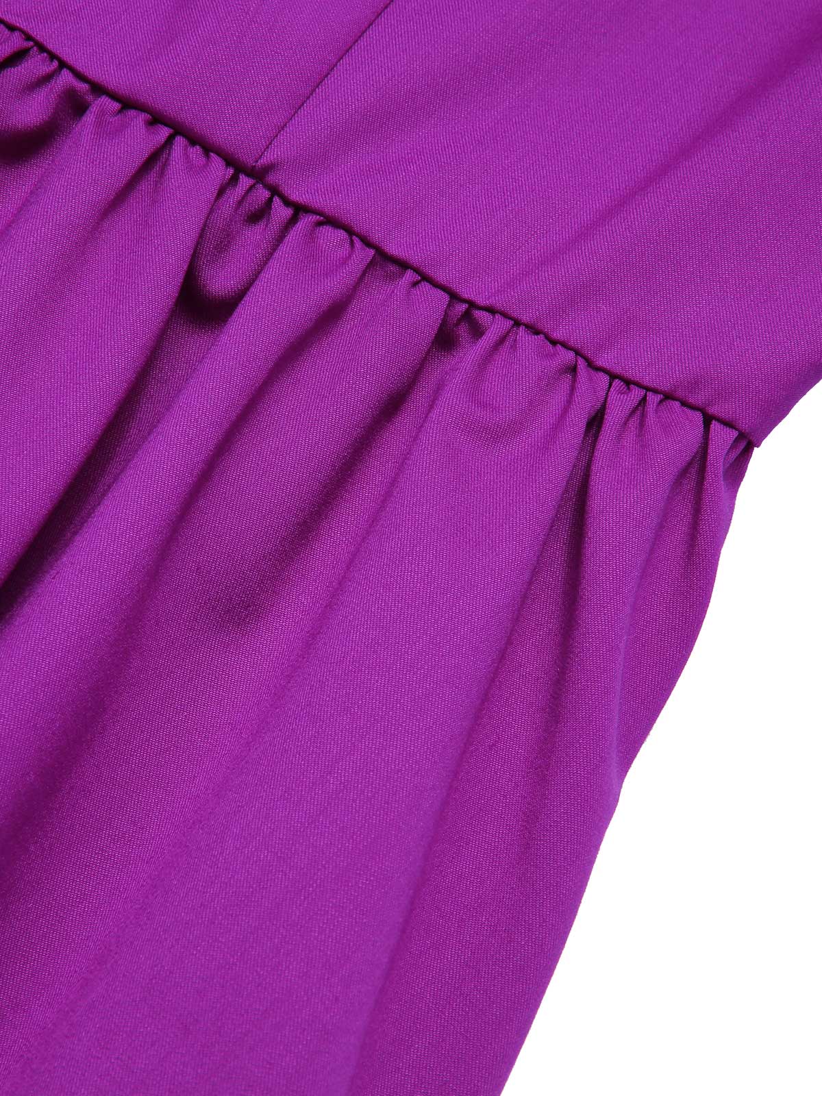 Robe violette unie à col noué des années 1950 - Image 6