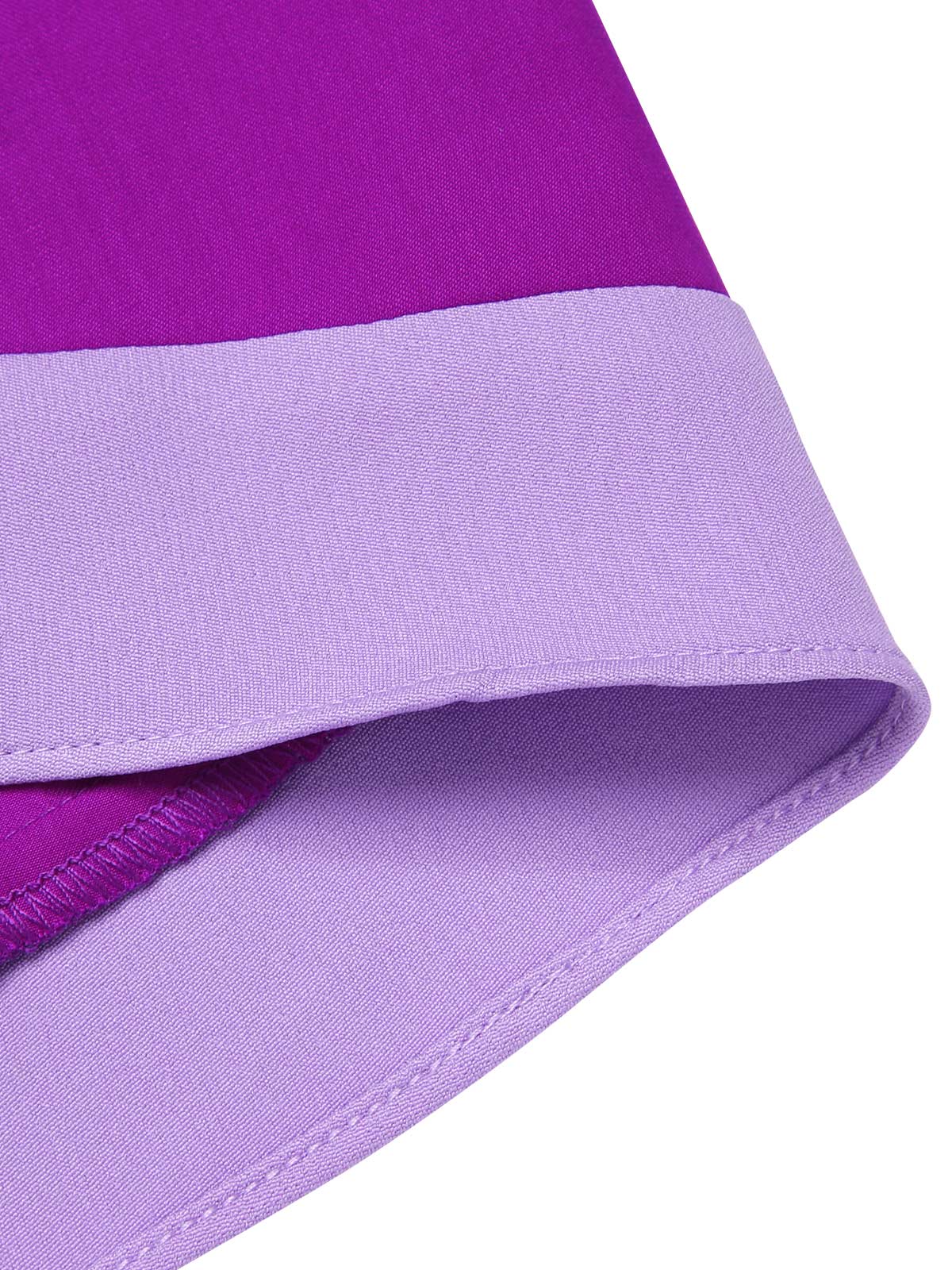 Robe violette unie à col noué des années 1950 - Image 7