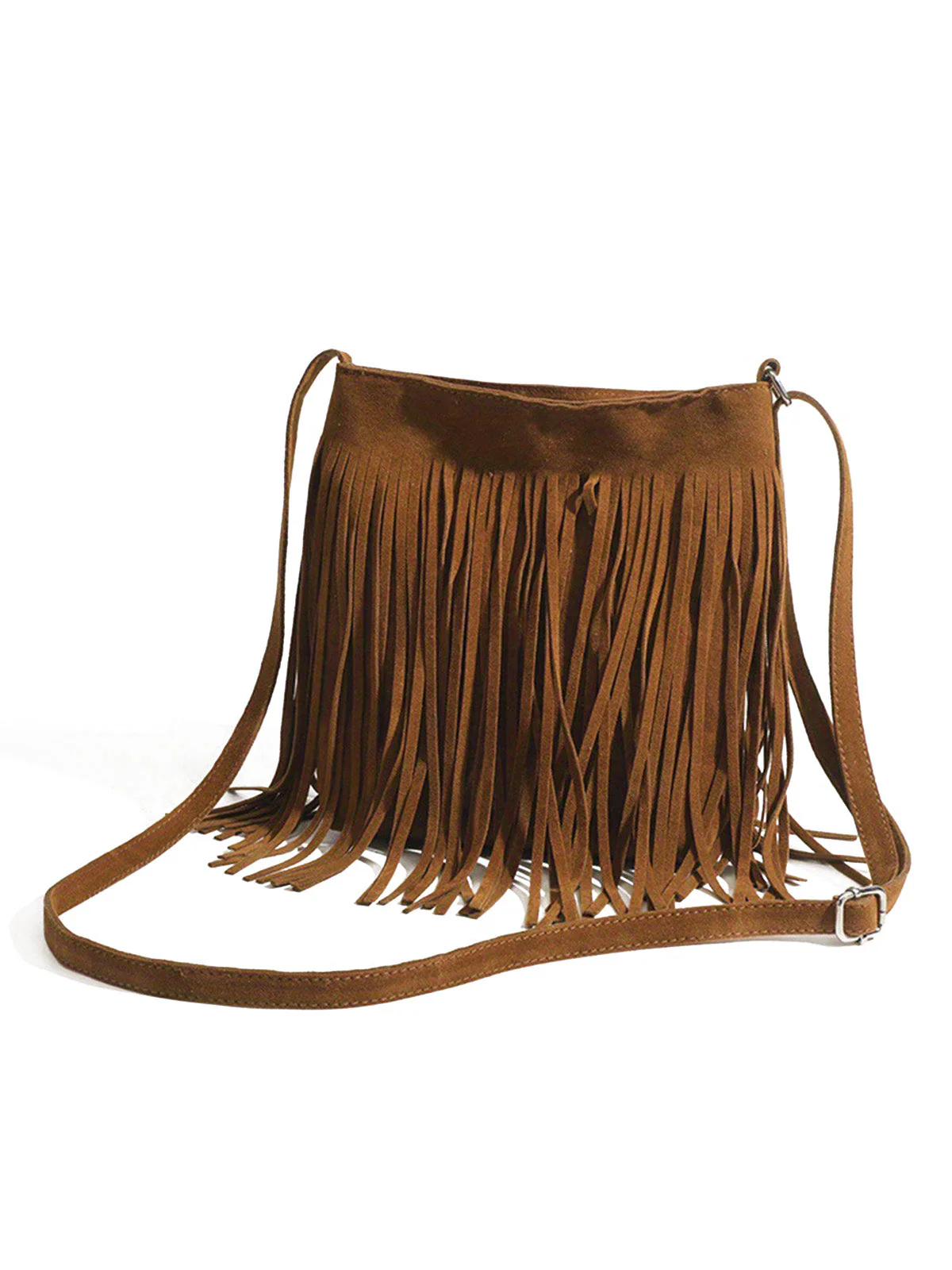 Sac bandoulière bohème en suédine à franges