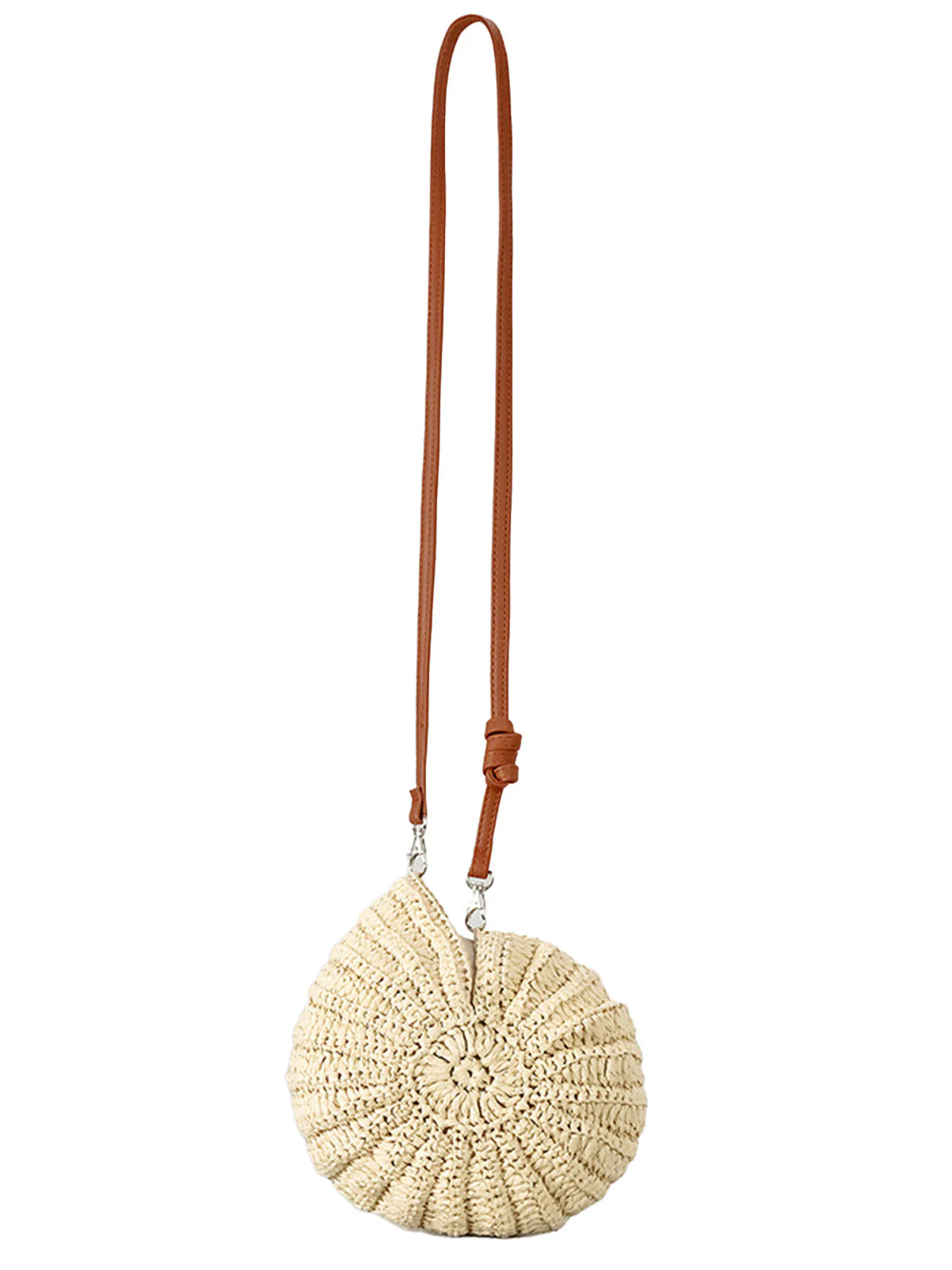 Sac bandoulière tressé en paille en forme de coquillage