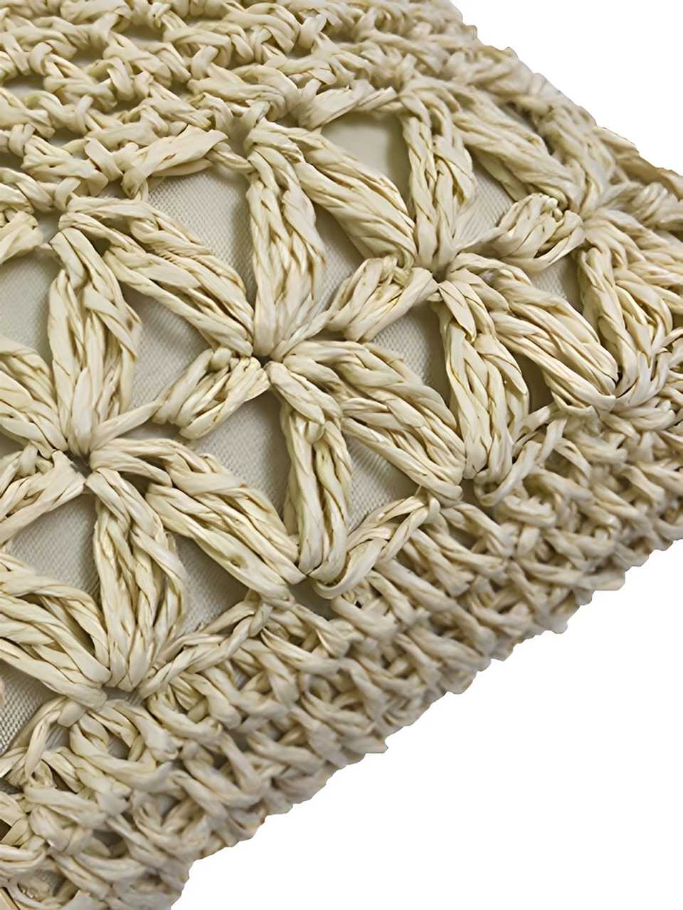 Sac bandoulière vintage en paille et perles en bois - Image 3