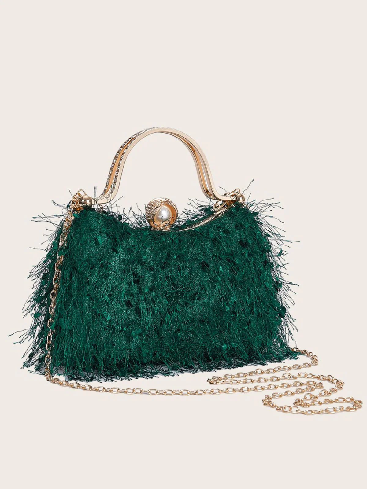 Sac de soirée à poignée avec pompon vintage - Image 3