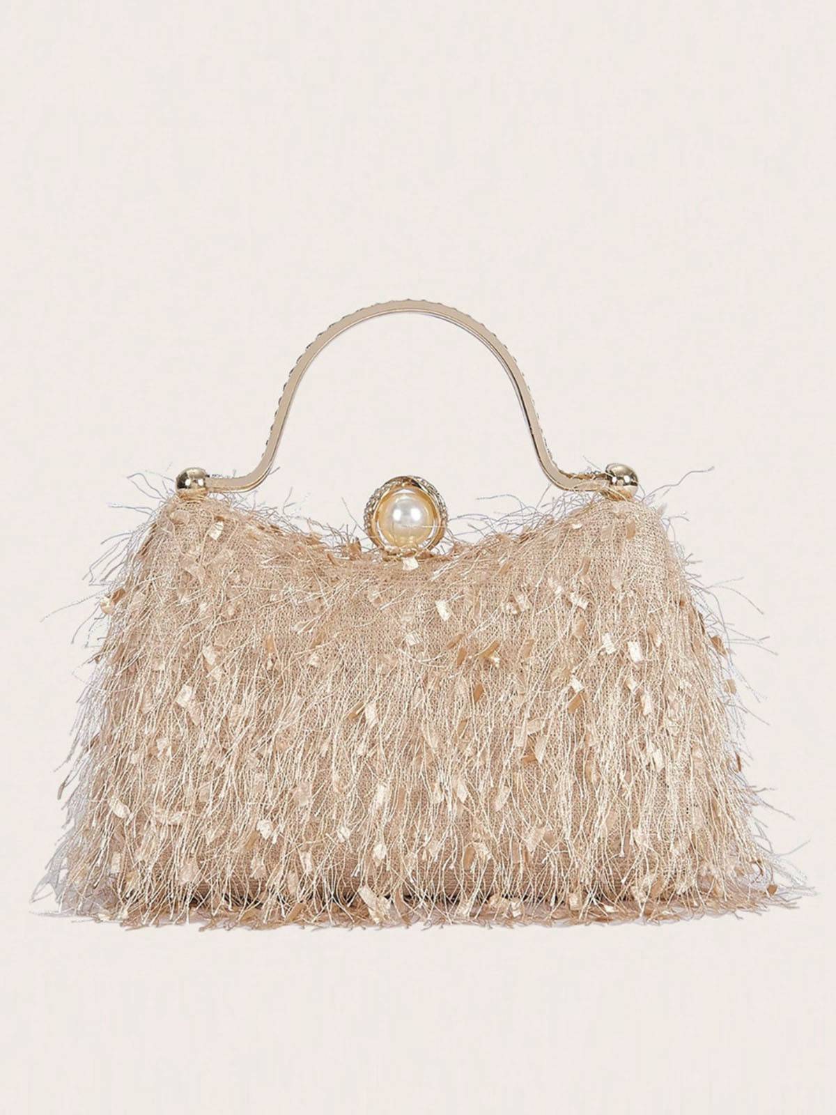 Sac de soirée à poignée avec pompon vintage - Image 5