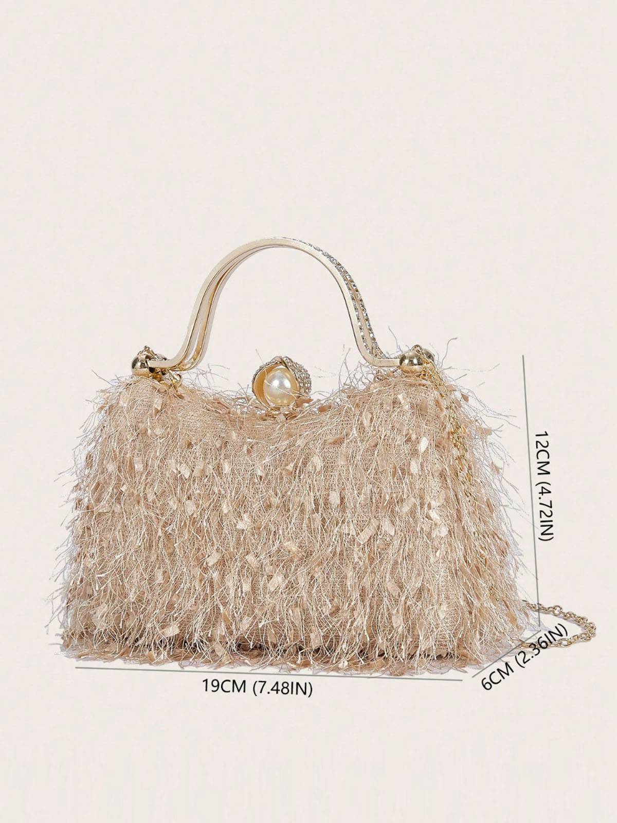 Sac de soirée à poignée avec pompon vintage - Image 6