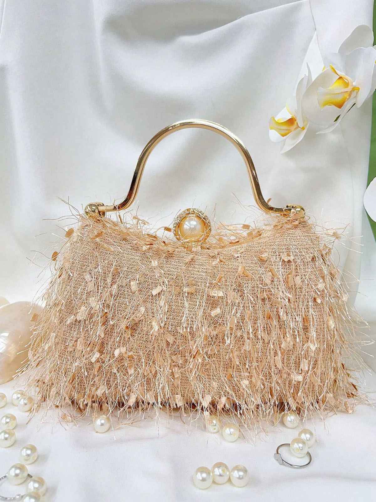 Sac de soirée à poignée avec pompon vintage - Image 7