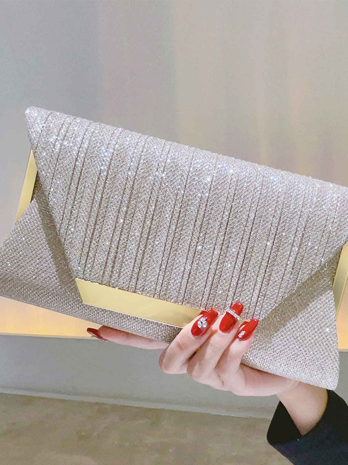 Sac de soirée vintage à paillettes avec chaîne - Image 5