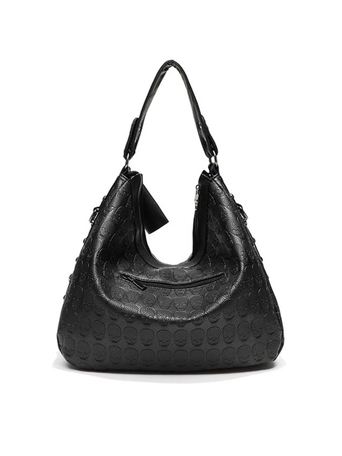 Sac hobo gothique à chaîne cloutée et tête de mort - Image 4