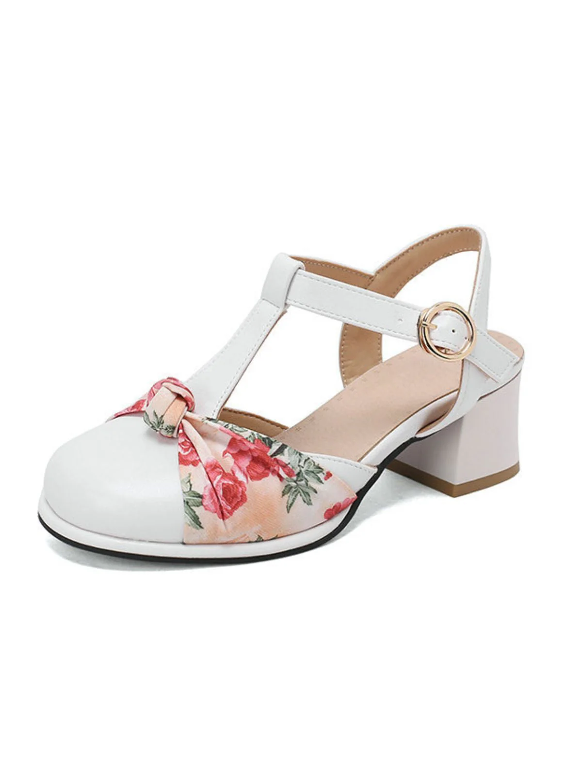 Sandales Mary Jane vintage bout rond et bride T nœud floral - Image 6