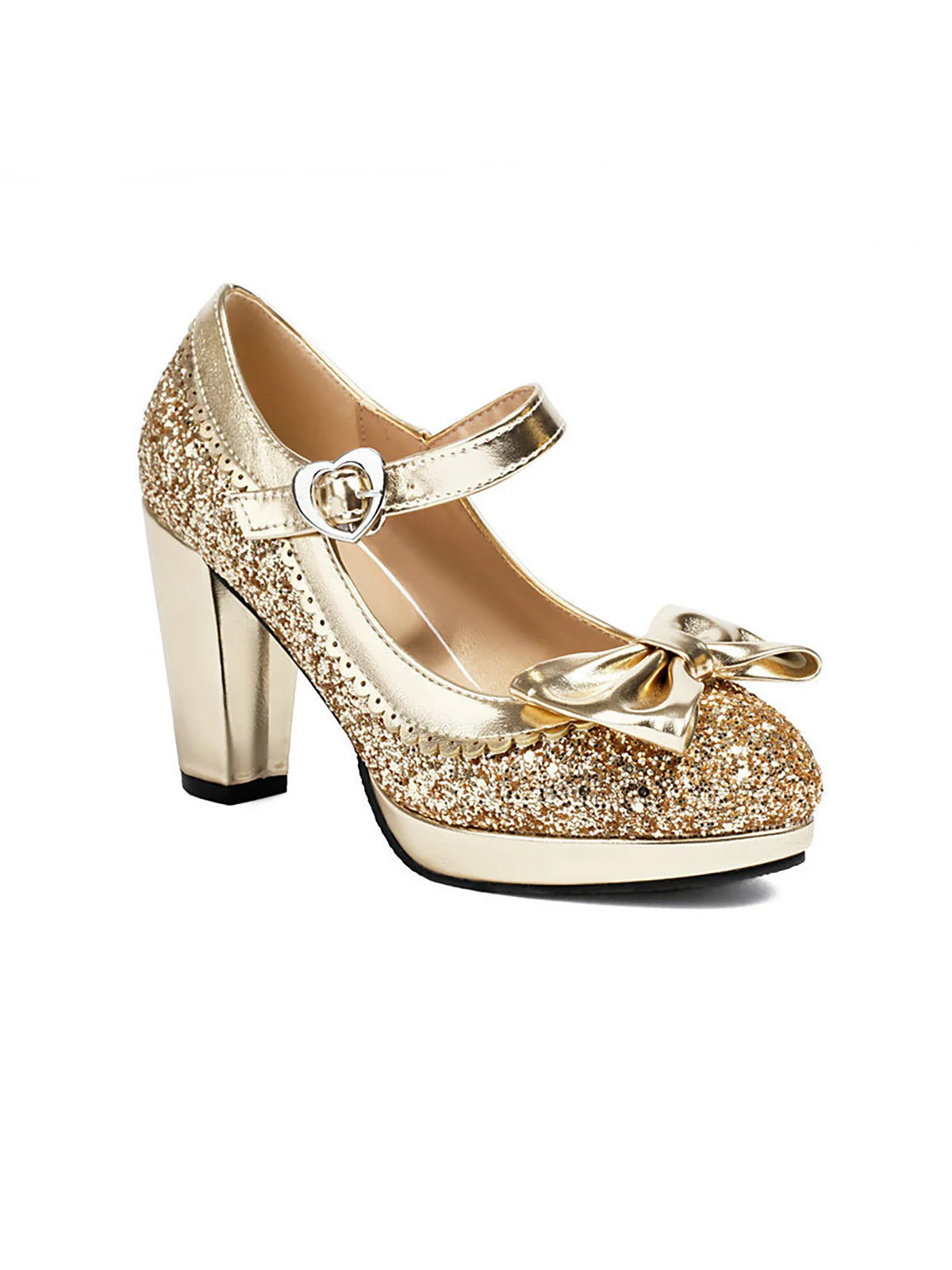 Talons hauts épais à nœud pailleté uni - Image 7