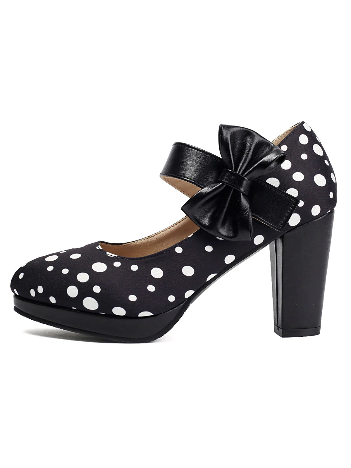 Talons épais rétro Mary Jane à pois et nœud papillon - Image 16