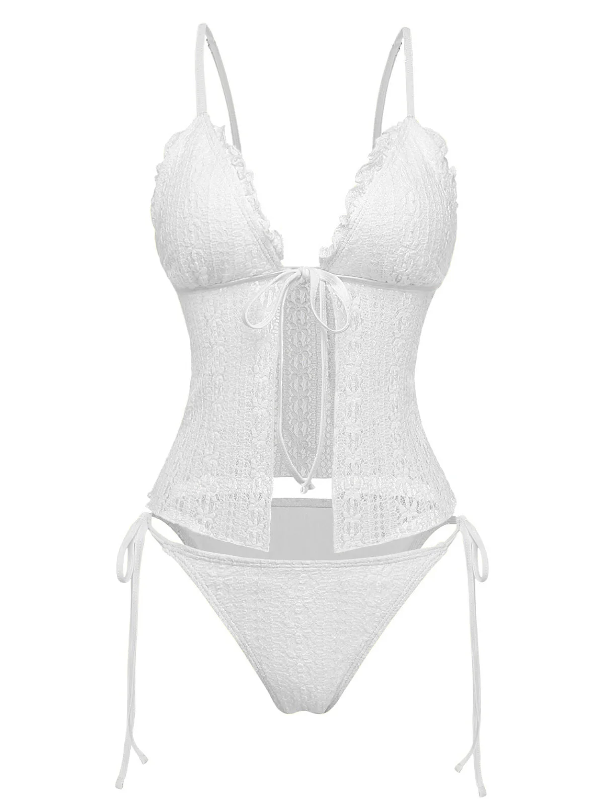 Tankini tissu double couche tricoté dentelle 1940s - Image 10