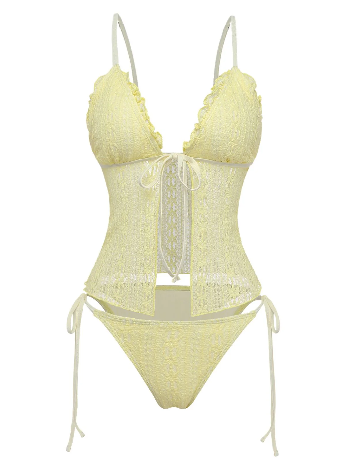 Tankini tissu double couche tricoté dentelle 1940s - Image 2