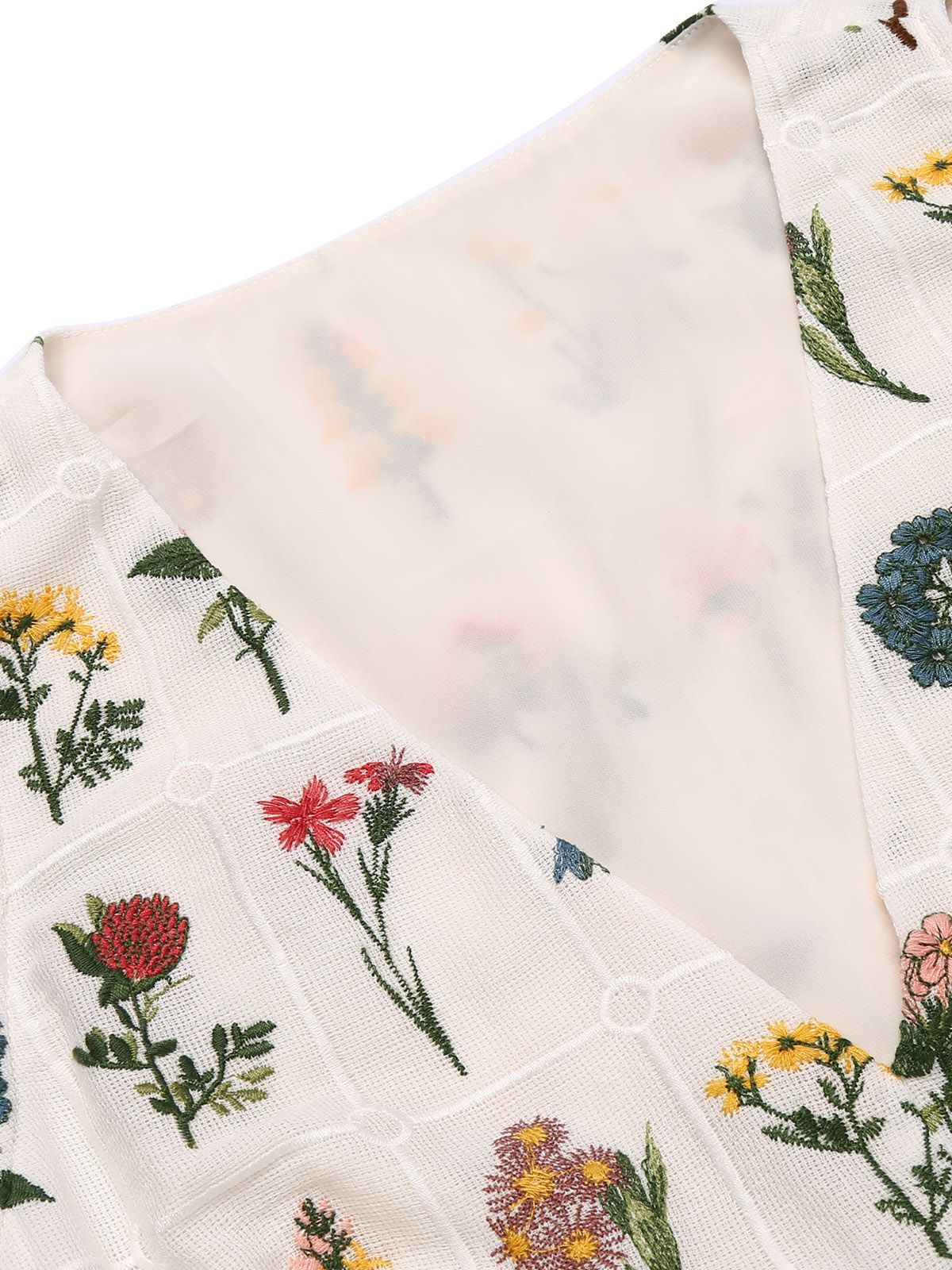 Top Vintage Floral Broderie Sans Manches Rétro Chic - Image 4