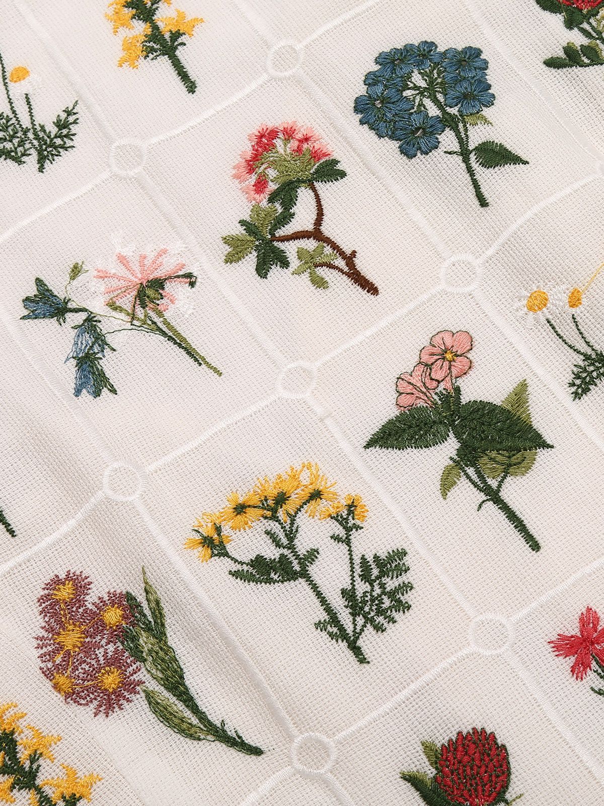 Top Vintage Floral Broderie Sans Manches Rétro Chic - Image 5