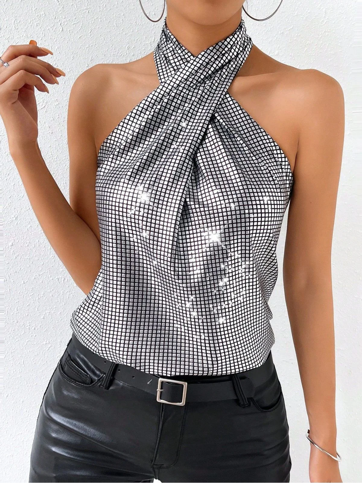 Tops Croisé Dos Nu Métallique Pailleté Années 1960 - Image 11