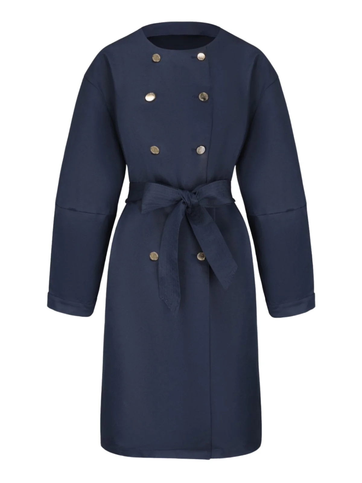 Trench-coat bleu à double boutonnage et col rond des années 1940 - Image 2