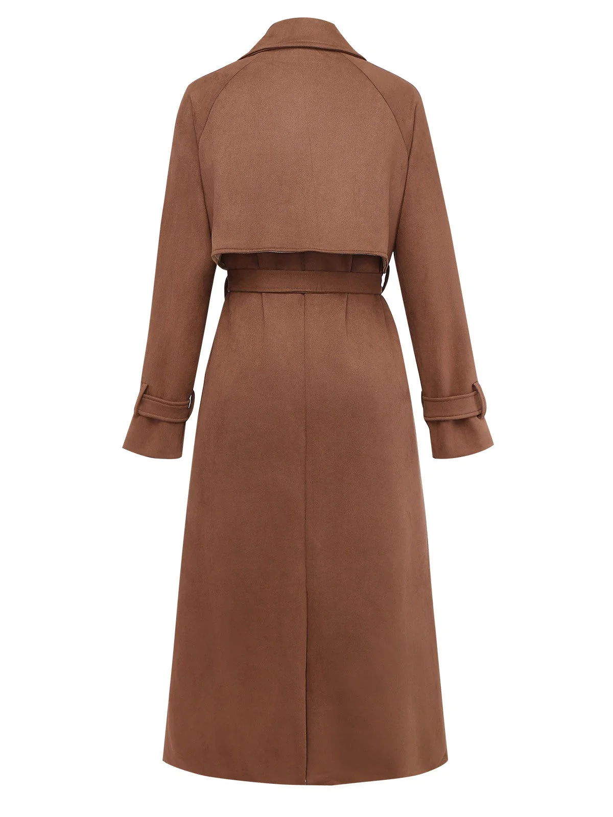 Trench-coat marron croisé à revers en daim années 1950 - Image 2
