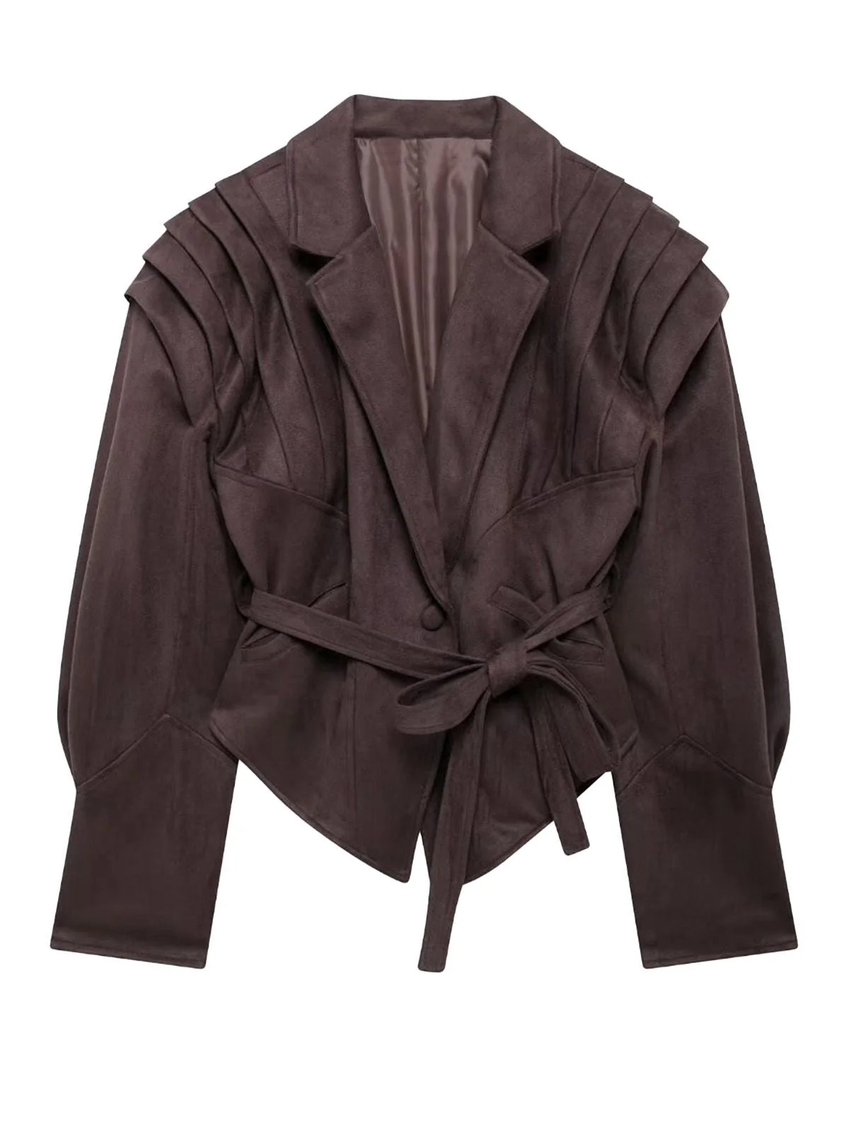 Veste à boutons unis en col en V et lacets années 1980 - Image 4
