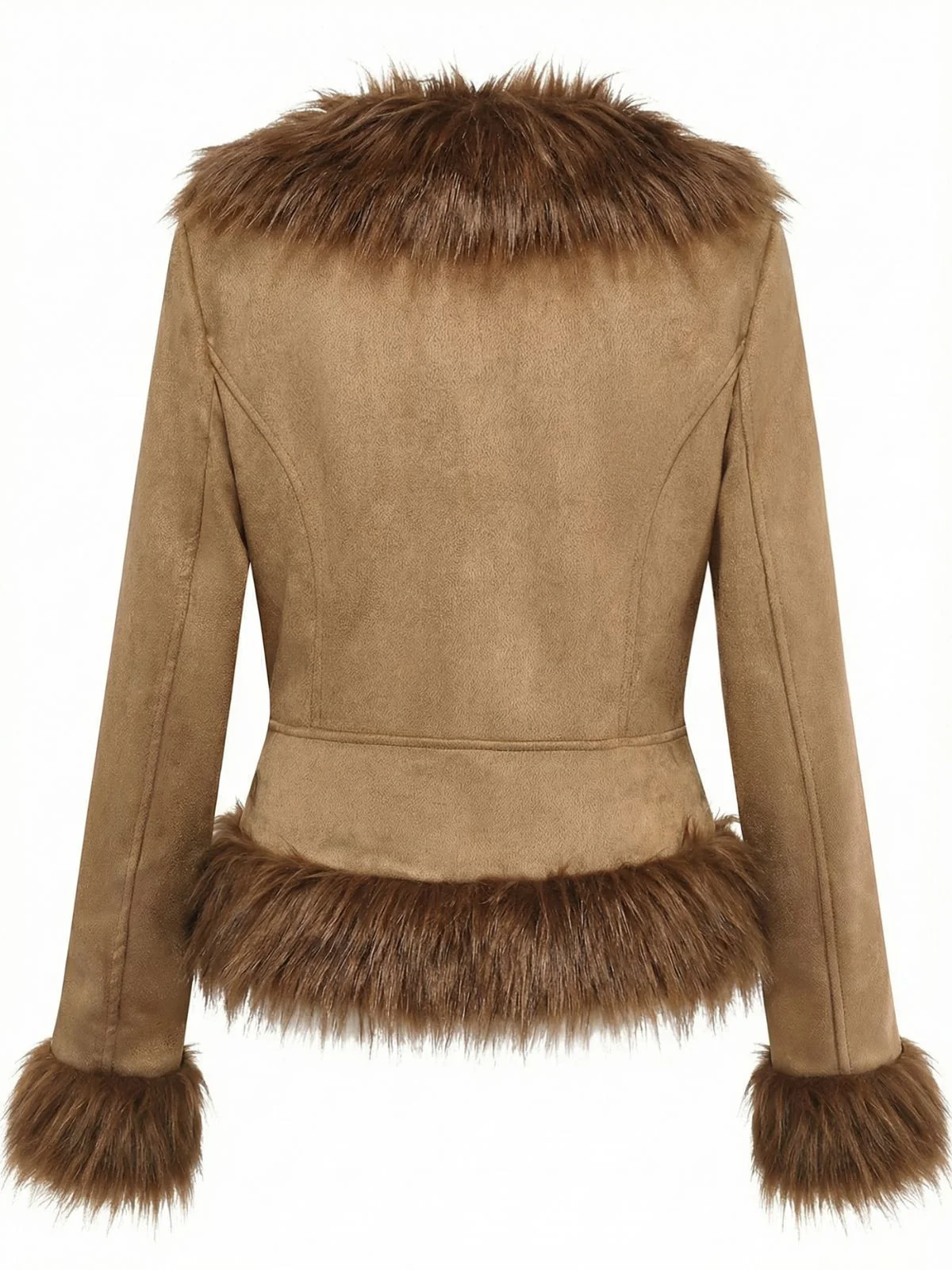 Veste avec bordure en fausse fourrure et broderie de roses années 1970 - Image 3