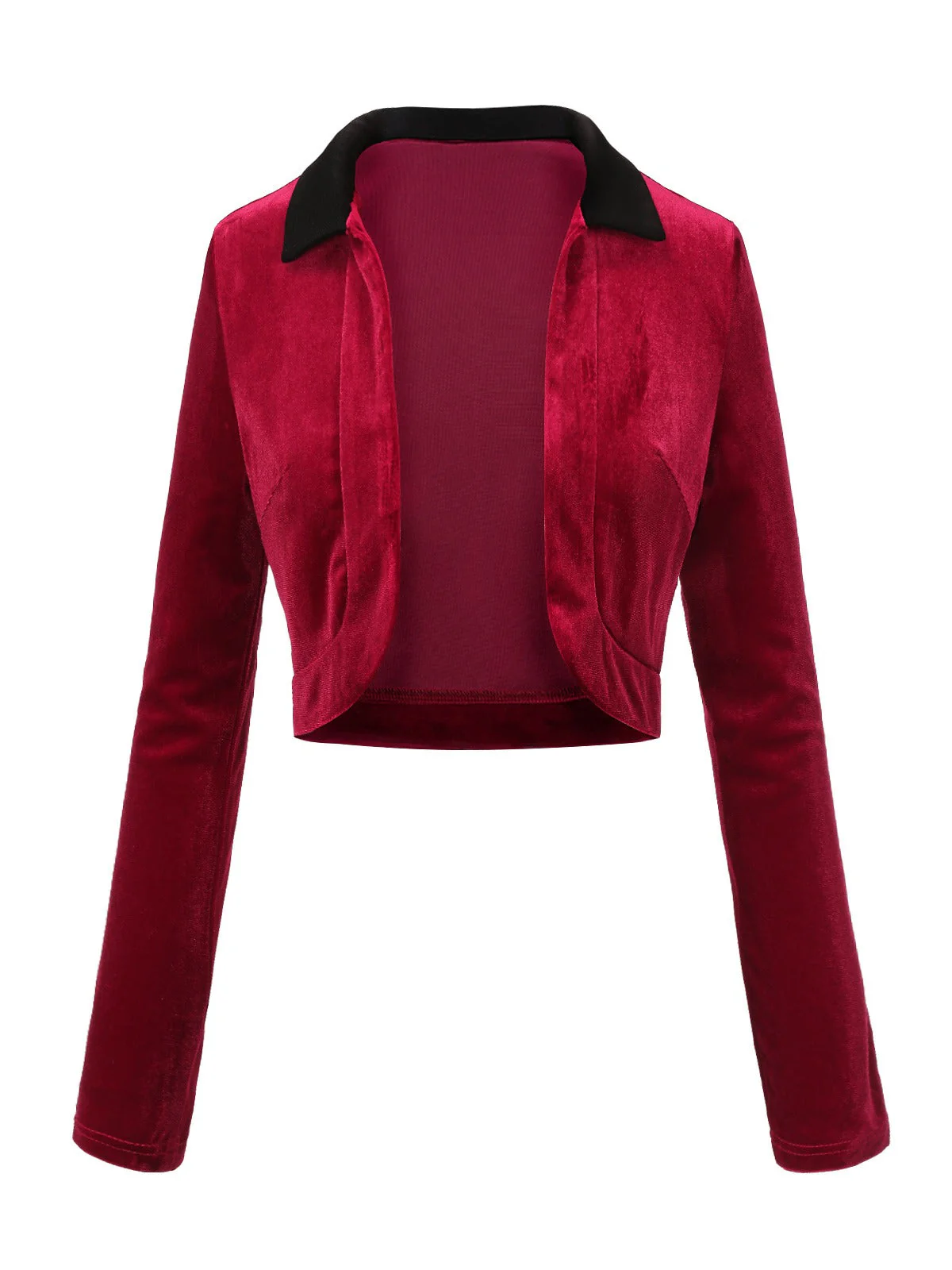 Veste boléro en velours rouge à revers contrastés des années 1930 - Image 2