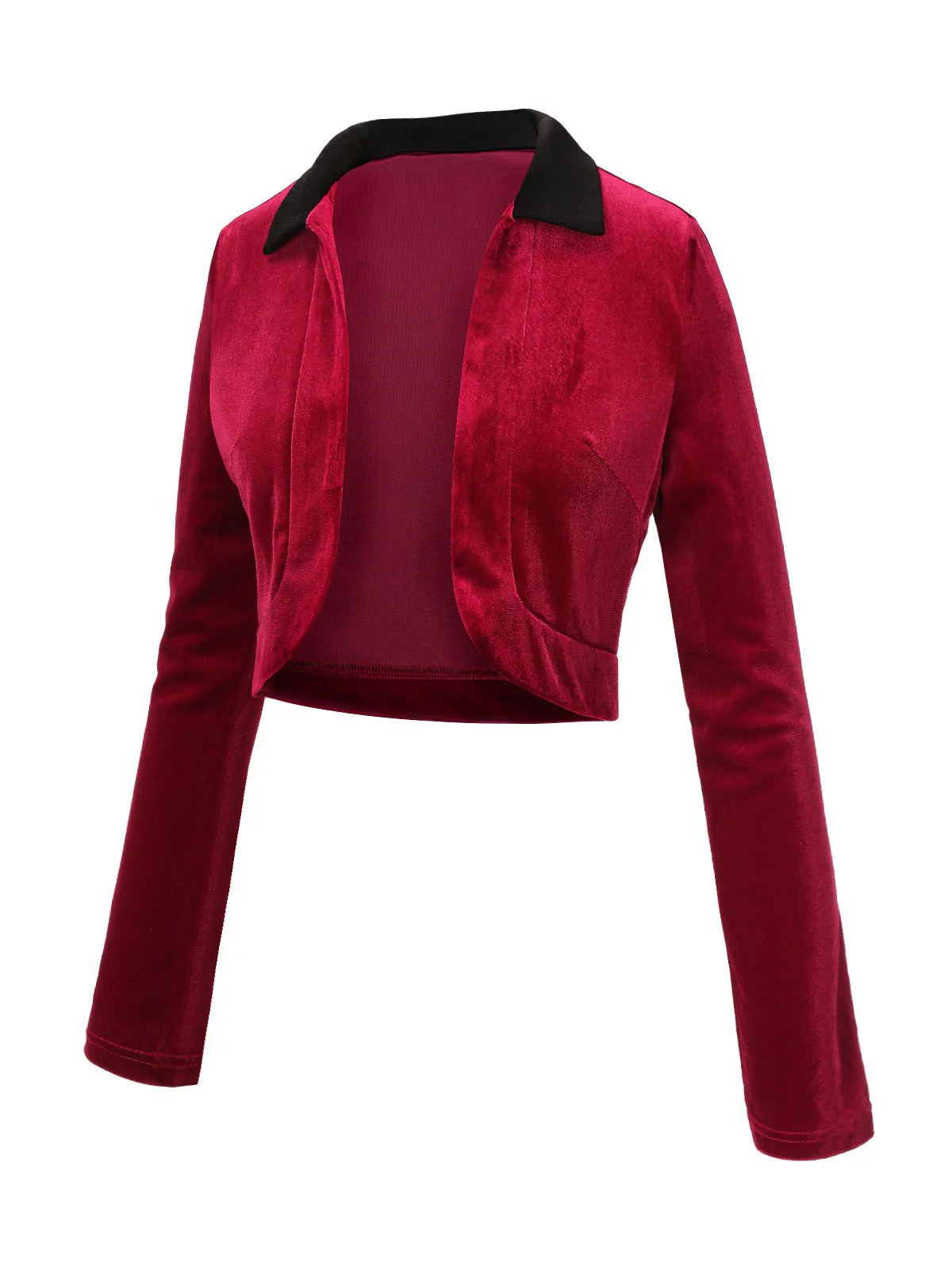 Veste boléro en velours rouge à revers contrastés des années 1930 - Image 3