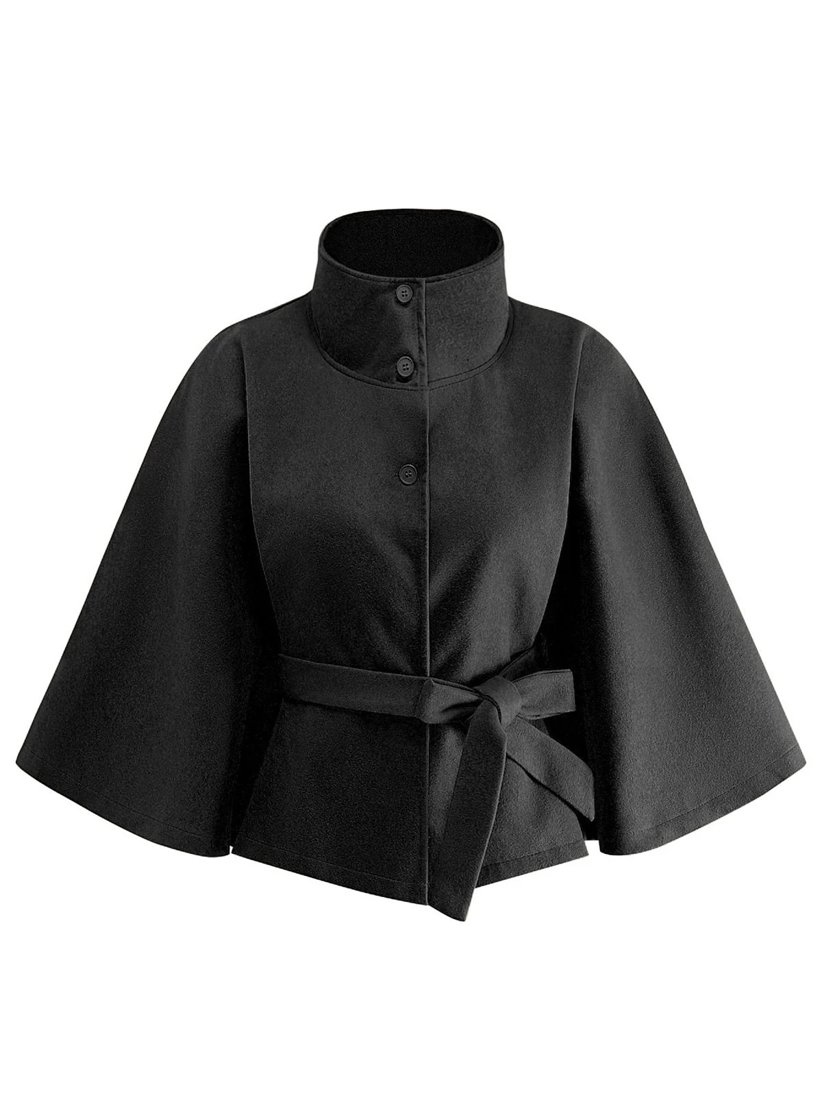 Veste cape à col roulé ceinturée unie années 1970 - Image 10