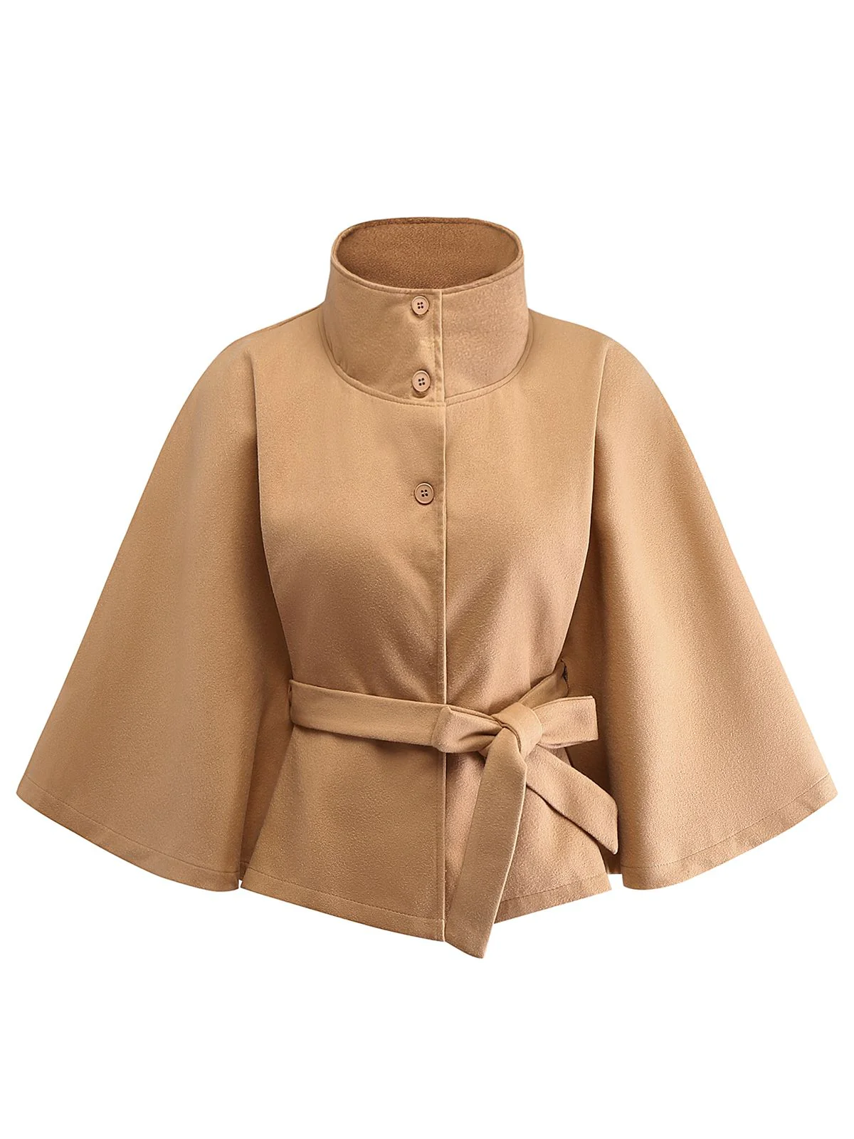Veste cape à col roulé ceinturée unie années 1970 - Image 2