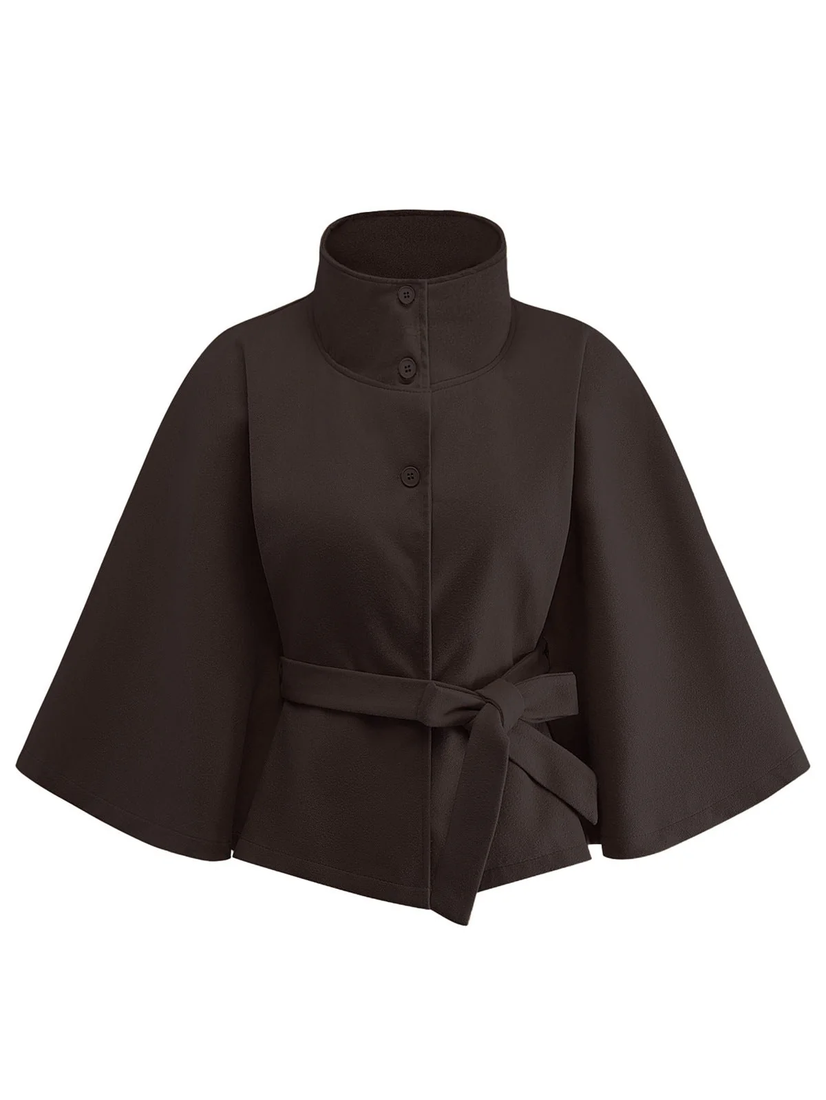 Veste cape à col roulé ceinturée unie années 1970 - Image 8